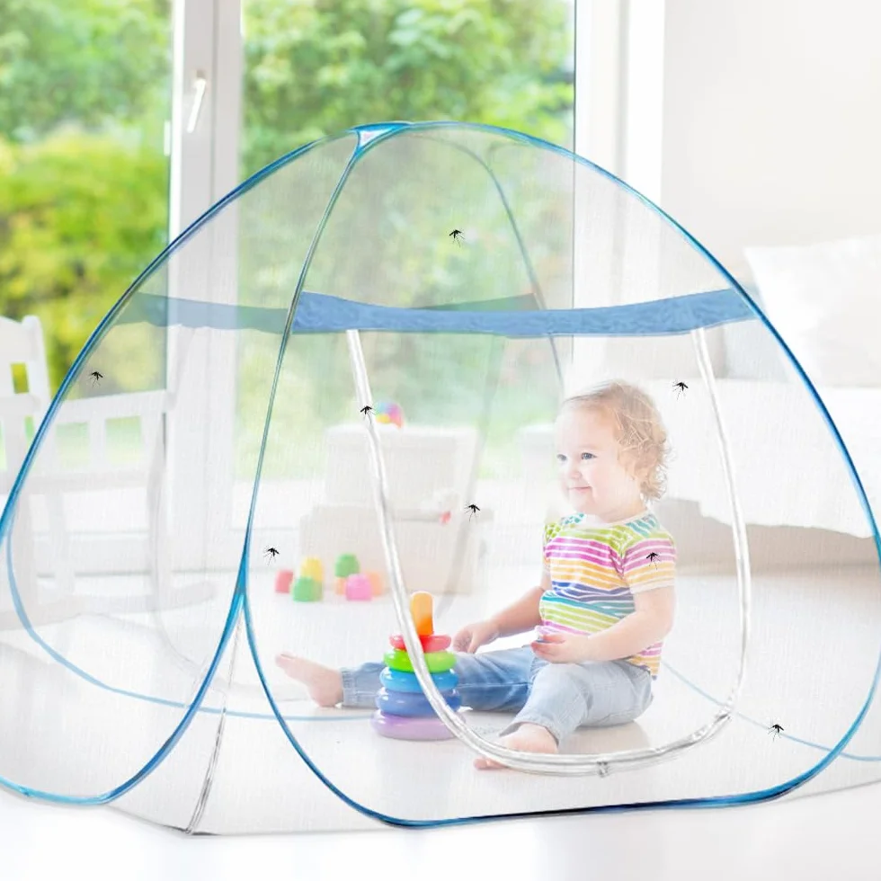 mizikuu Lit moustiquaire, tente anti-moustiques pop-up pour double porte, 150 x 200 cm, portable, moustiquaire de lit pliable, moustiquaire à mailles serrées, tente de camping pour chambre à coucher