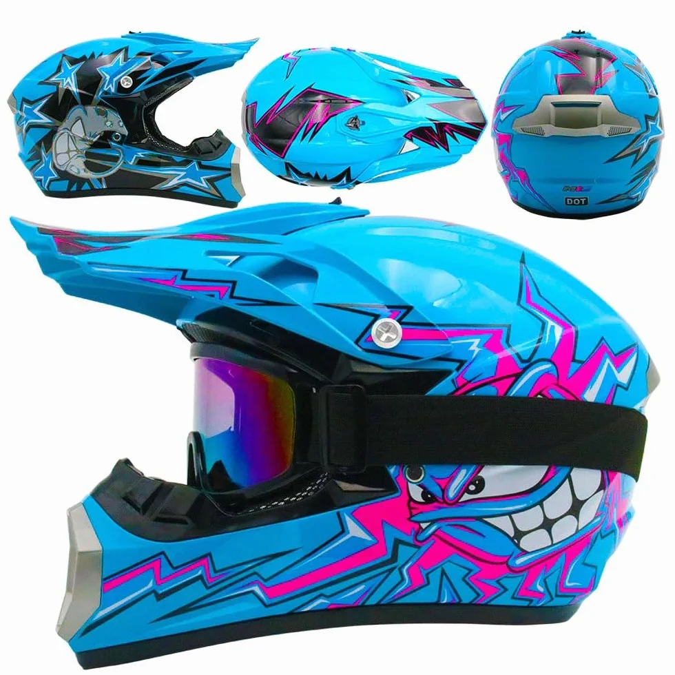 Casque Moto Tout-Terrain Homologué Dot pour Enfants Jeunes BMX MX VTT