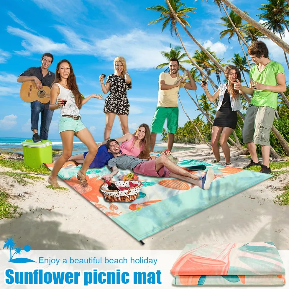 Tapis De Plage Anti Sable, Tapis De Plage Imperméable, Natte De Plage Pliable, Couverture De Plage Sans Sable Voyage Accessoires De Plage Camping Ultra Fin Et Ultra Léger Avec Les Ongles (300x280CM)
