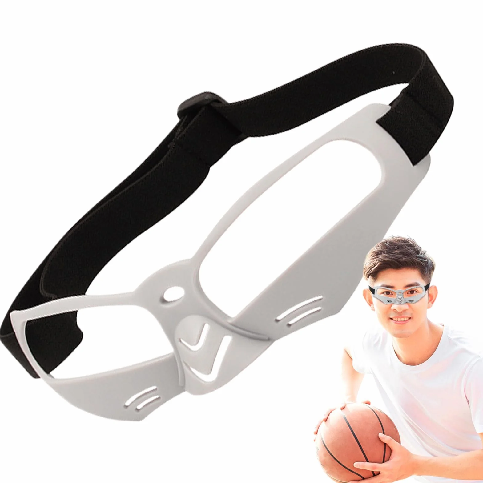 Basketball Goggles, Dribbling Training Glasses, 6.69x2.17in Sports Vision Equipment, Anti-Distraction, Lightweight Youth Basketball