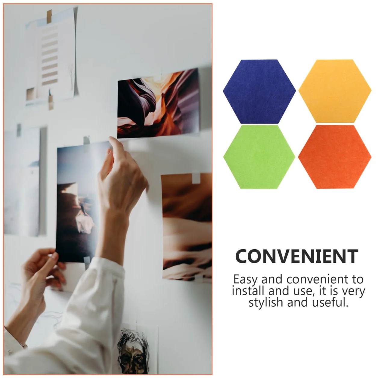 Panneau d'Affichage en Feutre Hexagonal 4 Pièces – Tableau Mémo Mural Multicolore