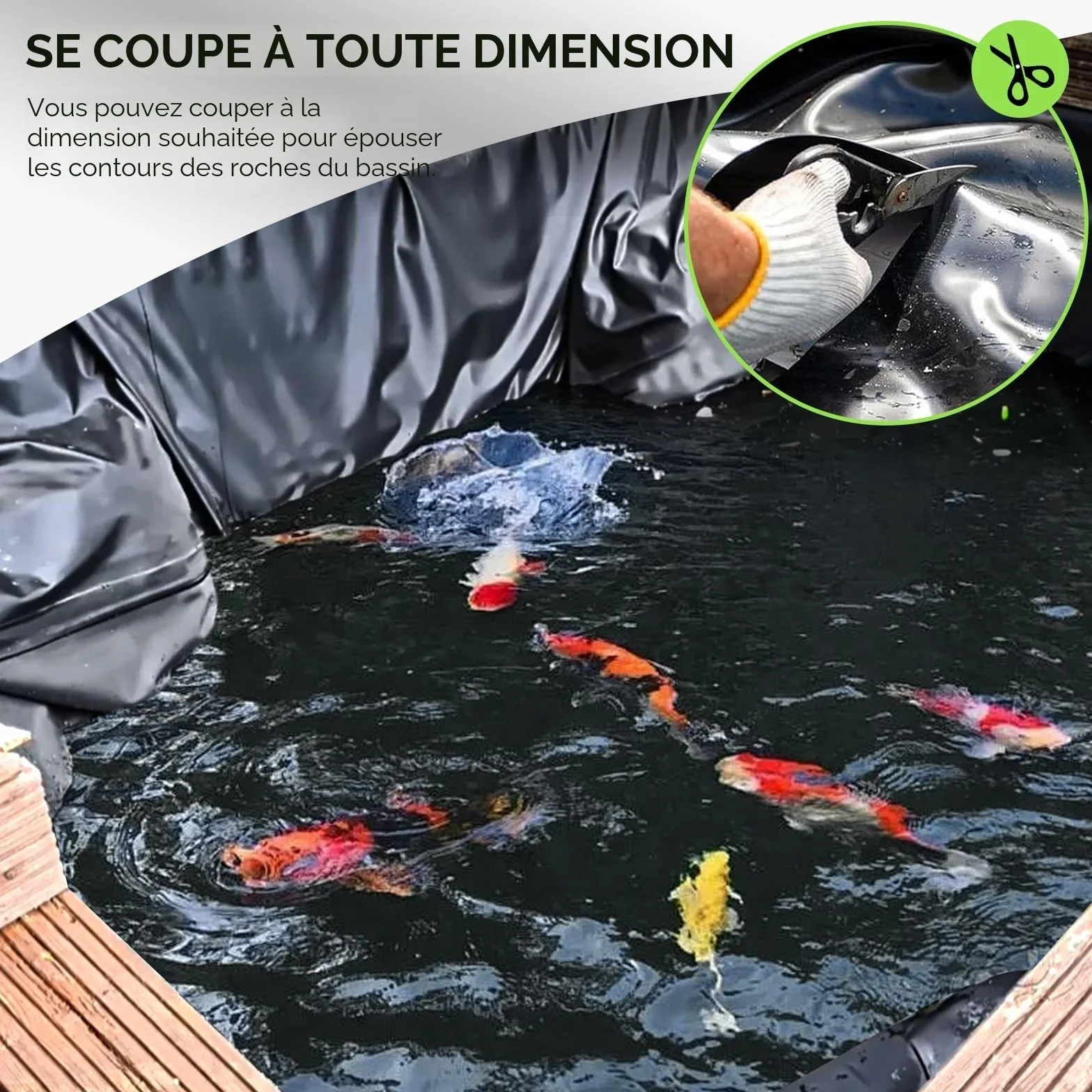 Bâche Bassin Extérieur 3x4m 0.2mm Epaisseur Liner Jardin pour Bassins d'Agrément Poisson Cascade