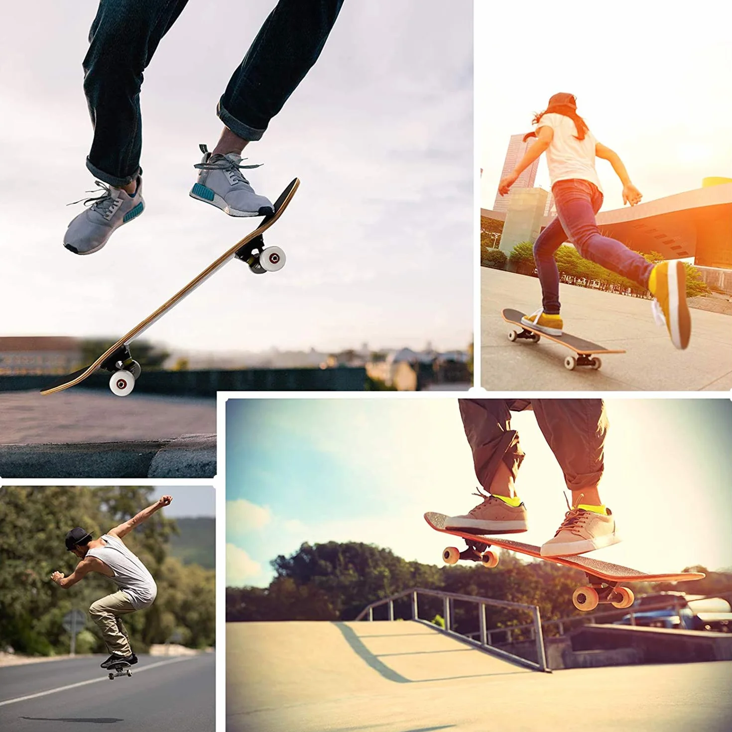 Skateboard débutant, Skateboard à Double Inclinaison en érable, Roulement ABEC-11, Adolescents, Enfants, garçons, Filles, Skateboards Adultes