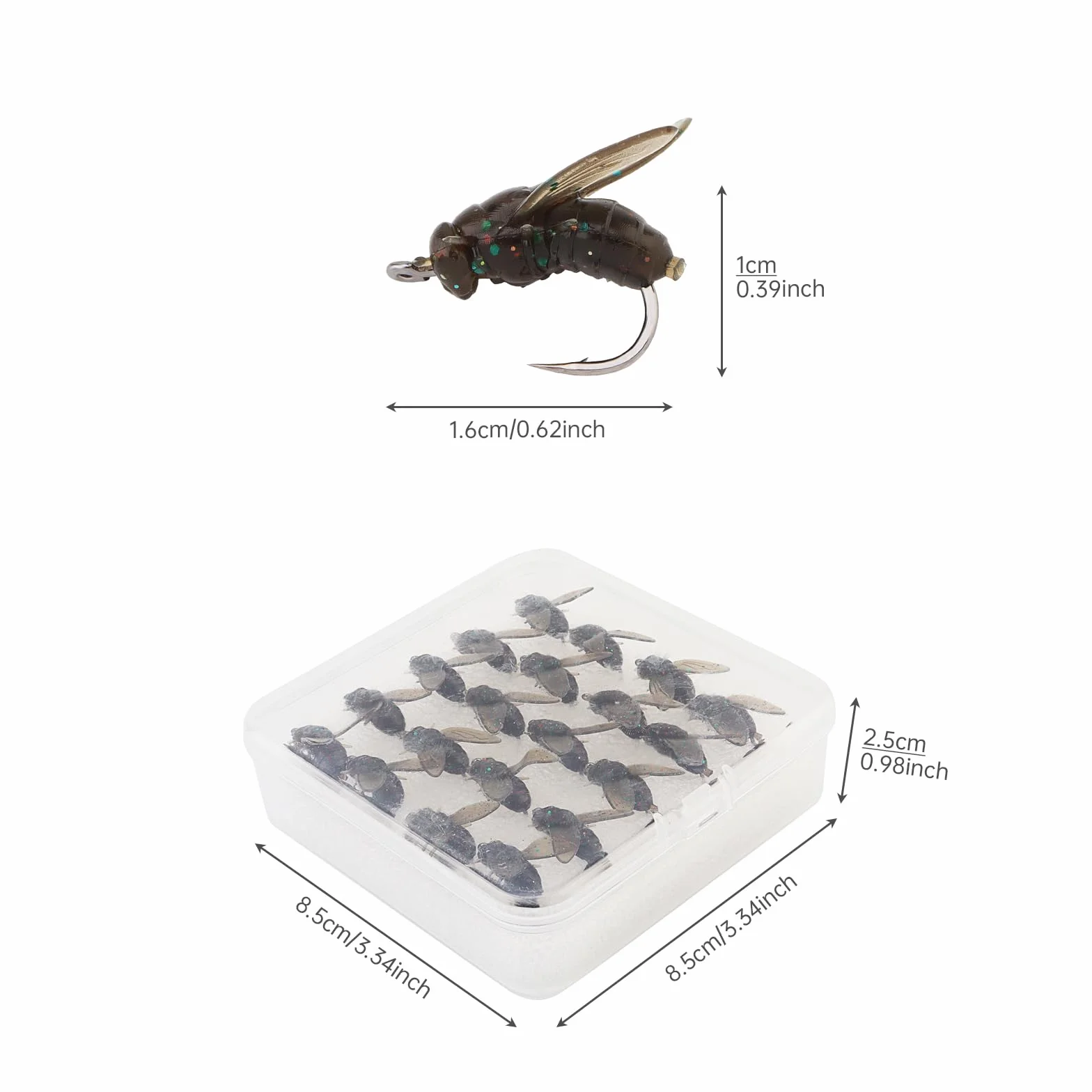 Lot de 20 mouches de pêche à la mouche, mouches sèches et humides pour la pêche à la mouche, leurres d'appâts pour truite, bar, saumon, panfish