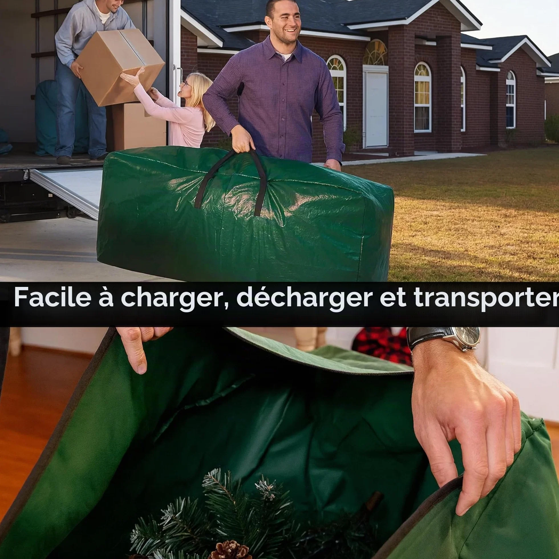 ARSUK Sac de rangement pour sapin de Noël 1,8 m 2,1 m extra large poignées renforcées double fermeture éclair