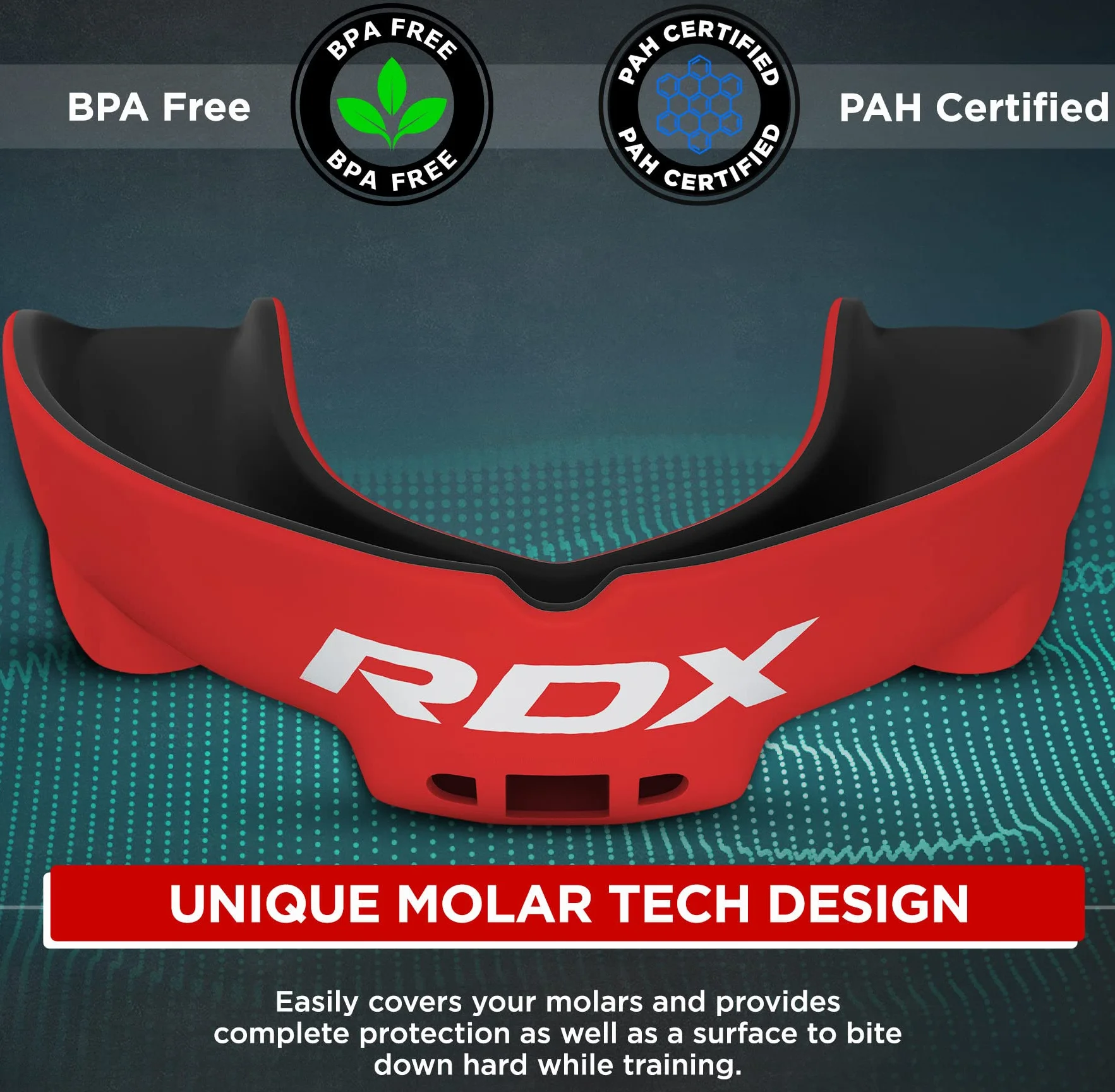 RDX Protège-Dents, Gouttière Coque Dentaire Pour Rugby, MMA, Hockey, Judo, Karaté, Arts Martiaux et Boxe, Respirant et Ajustable, Contient une boîte de rangement unique.
