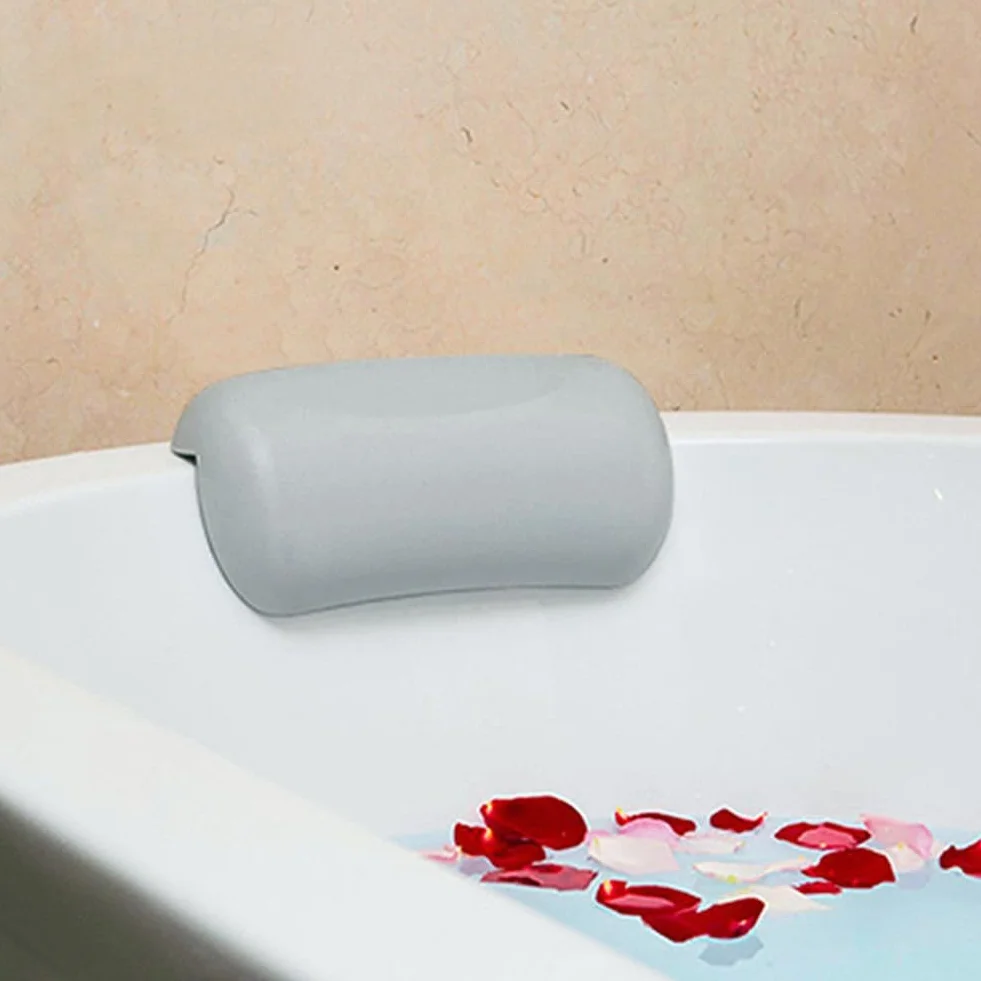Oreiller de Bain Spa Antidérapant Imperméable avec Ventouses Coussin de Cou Noir