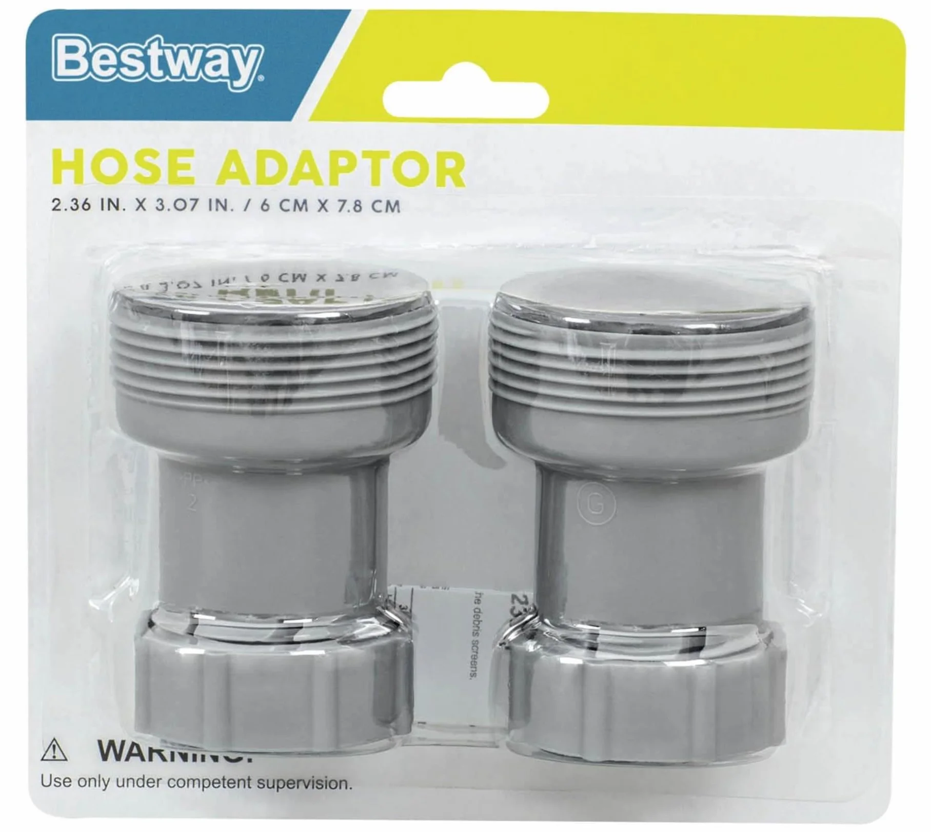 Bestway 58236 Lot de 2 Adaptateurs diamètre 38/32 Filetage Exterieur Gris