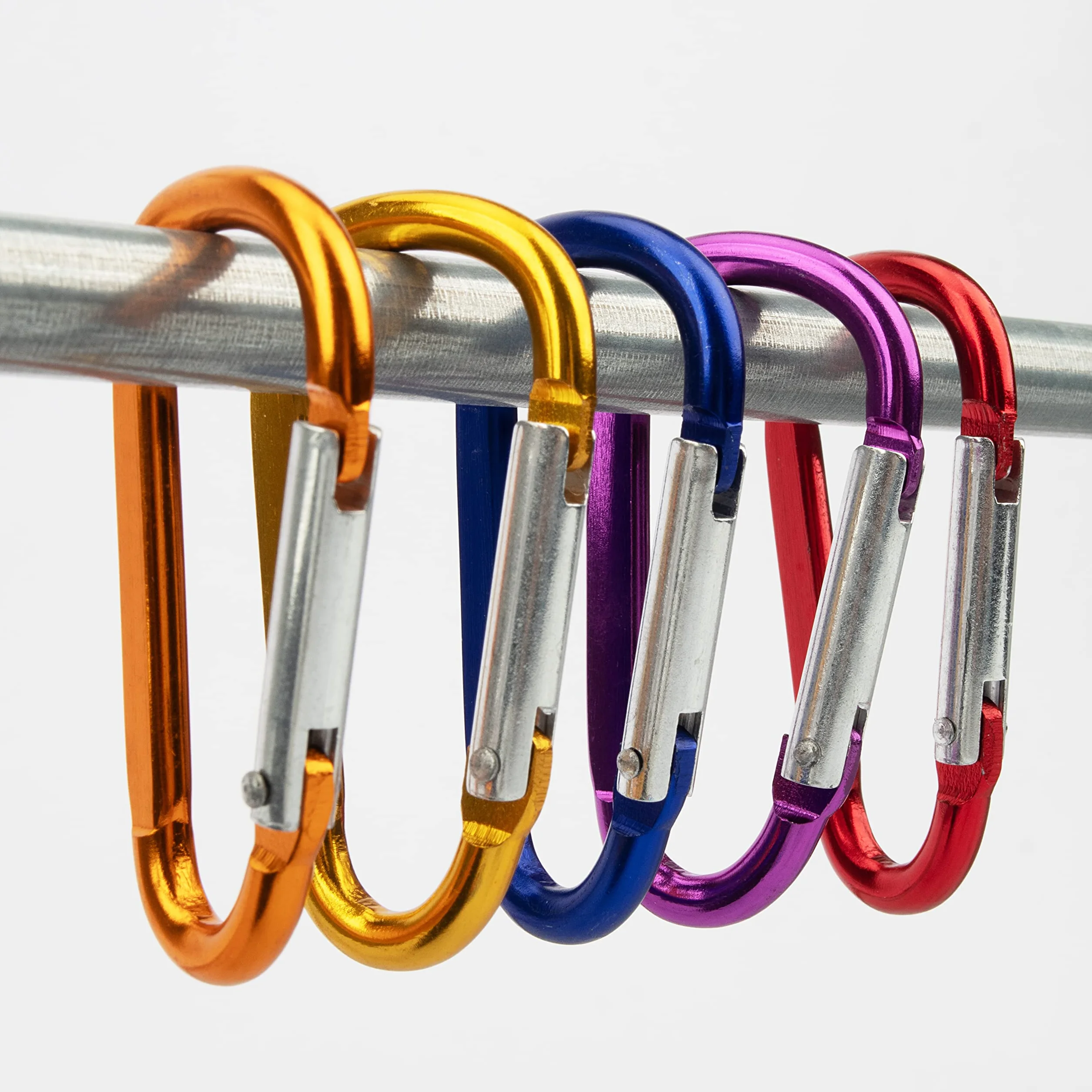 Lot de 10 mousquetons en Aluminium avec Anneau en D 2,4 x 4,8 cm pour clés, sac à dos, chien
