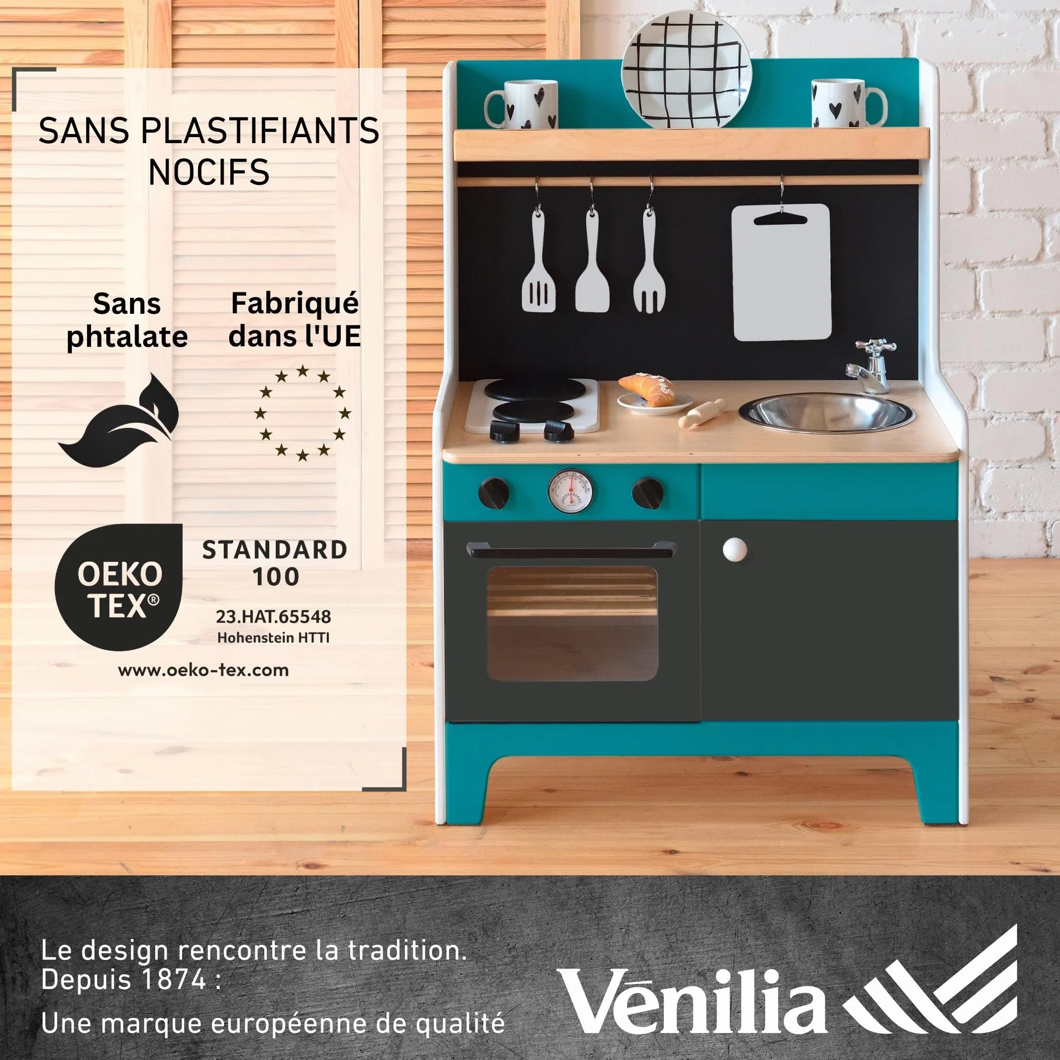 Venilia Film adhésif Meuble Noir 45x200 cm, Vinyle repositionnable pour Armoire, Table et Cuisine