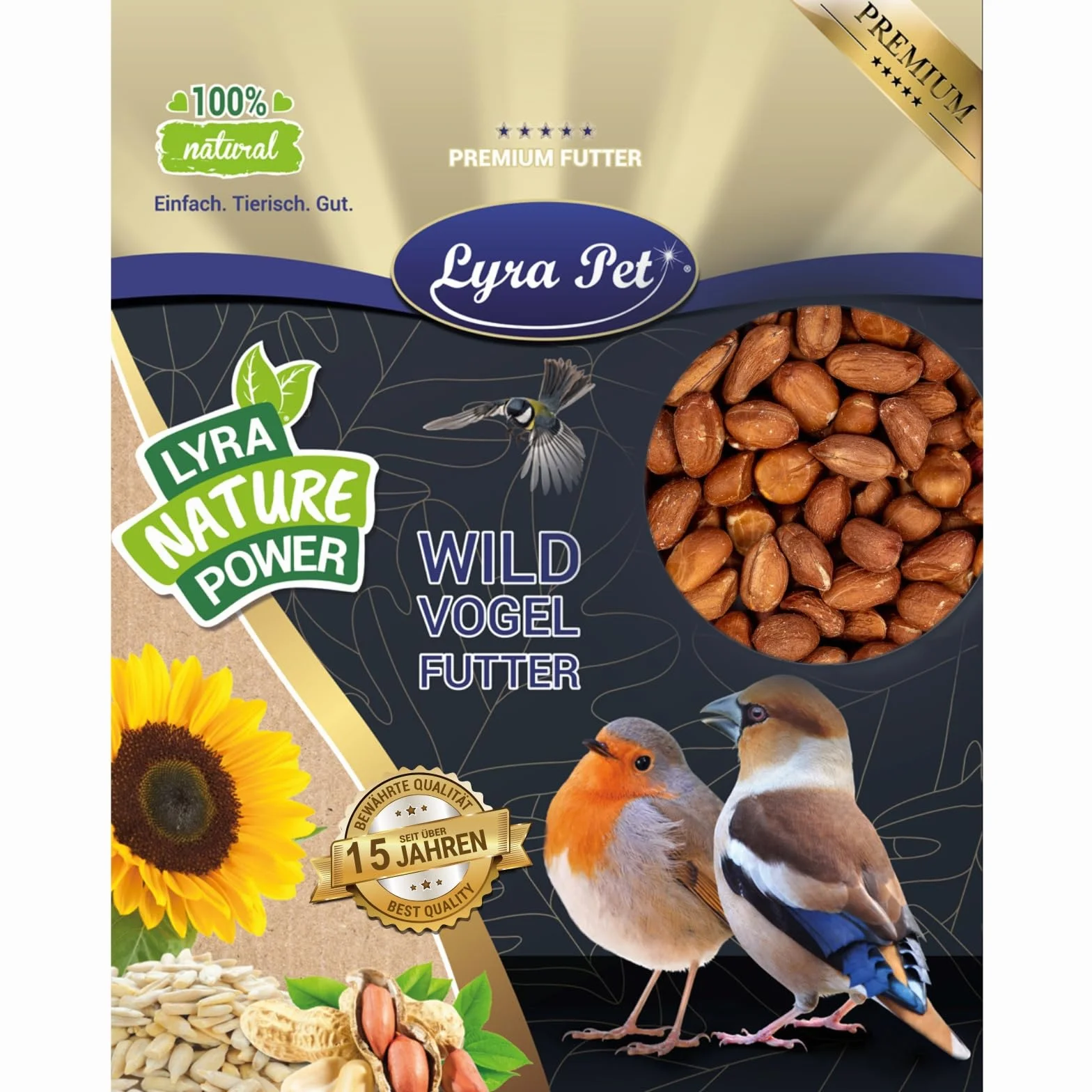 Graines de cacahuètes avec Peau 25 kg pour Oiseaux Sauvages Lyra Pet