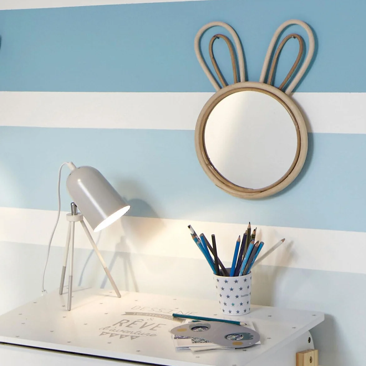 Atmosphera Miroir Enfant Lapin Bambou 24x38 cm