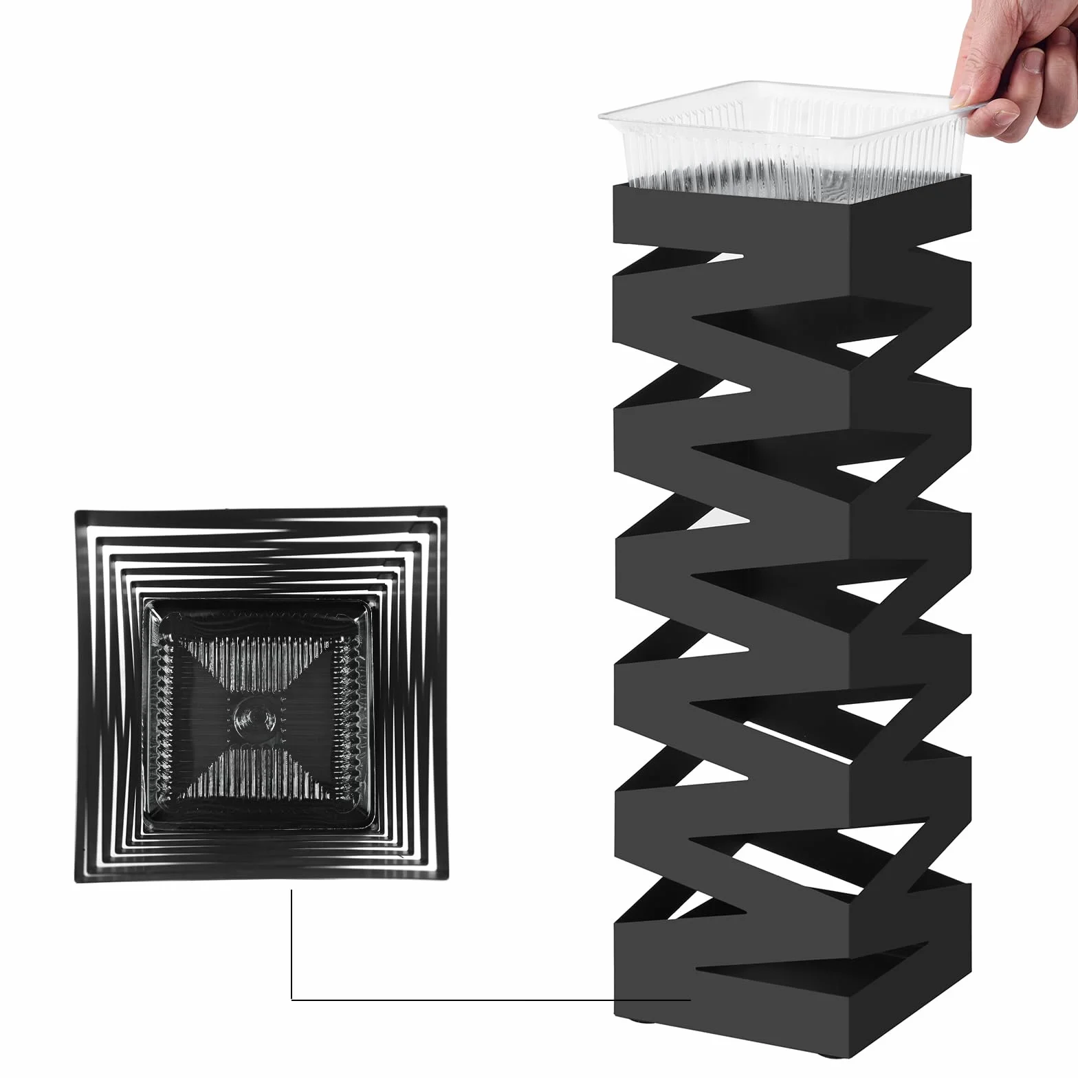 Songmics Porte parapluies en Métal Carré 49 x 15,5 x 15,5 cm Noir LUC16B