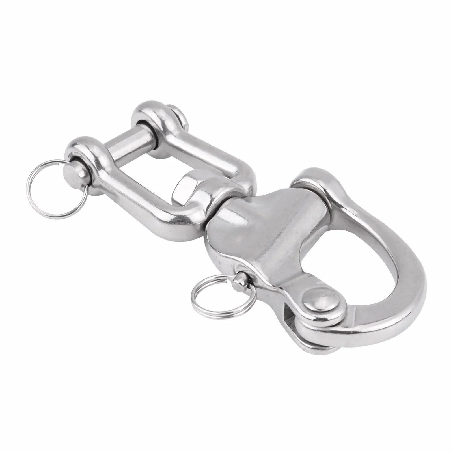 Keenso Mousqueton Pivotant à Emerillon, Maillons Rapides en Acier Inoxydable 316 Crochet à Ressort Rapide à Largage pour Drisse de Voilier Bateaux(128mm)