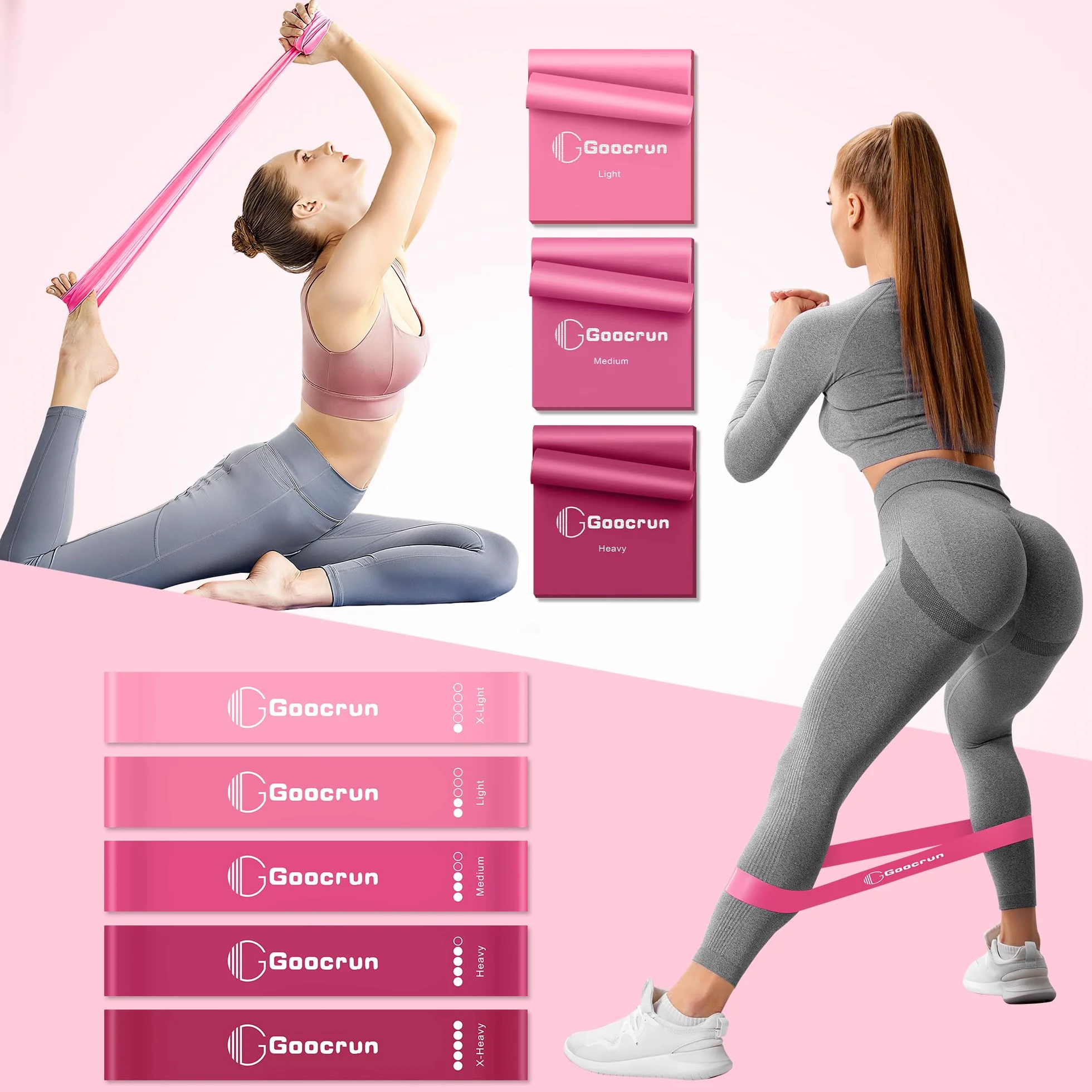 Goocrun Ensemble d'anneaux de Pilates avec bandes de résistance, ballon et disque de glissement