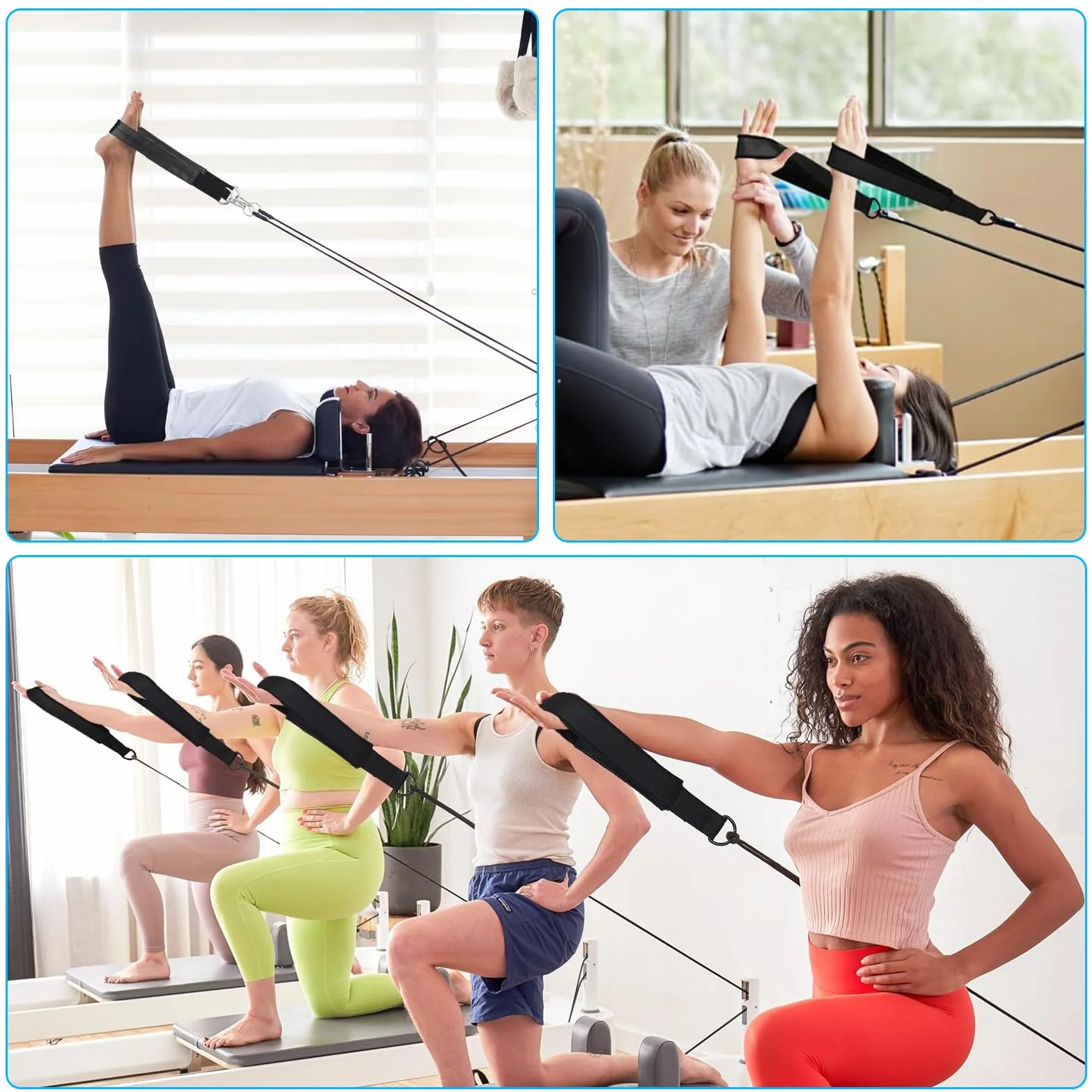 2 Pièces Sangles De Pilates, Sangle Musculation à Double Boucle, Épaisseur Confortable Avec Anneau En d, pour Bande De Resistance Musculation, Entraînement à Domicile, Sangle De Tirage