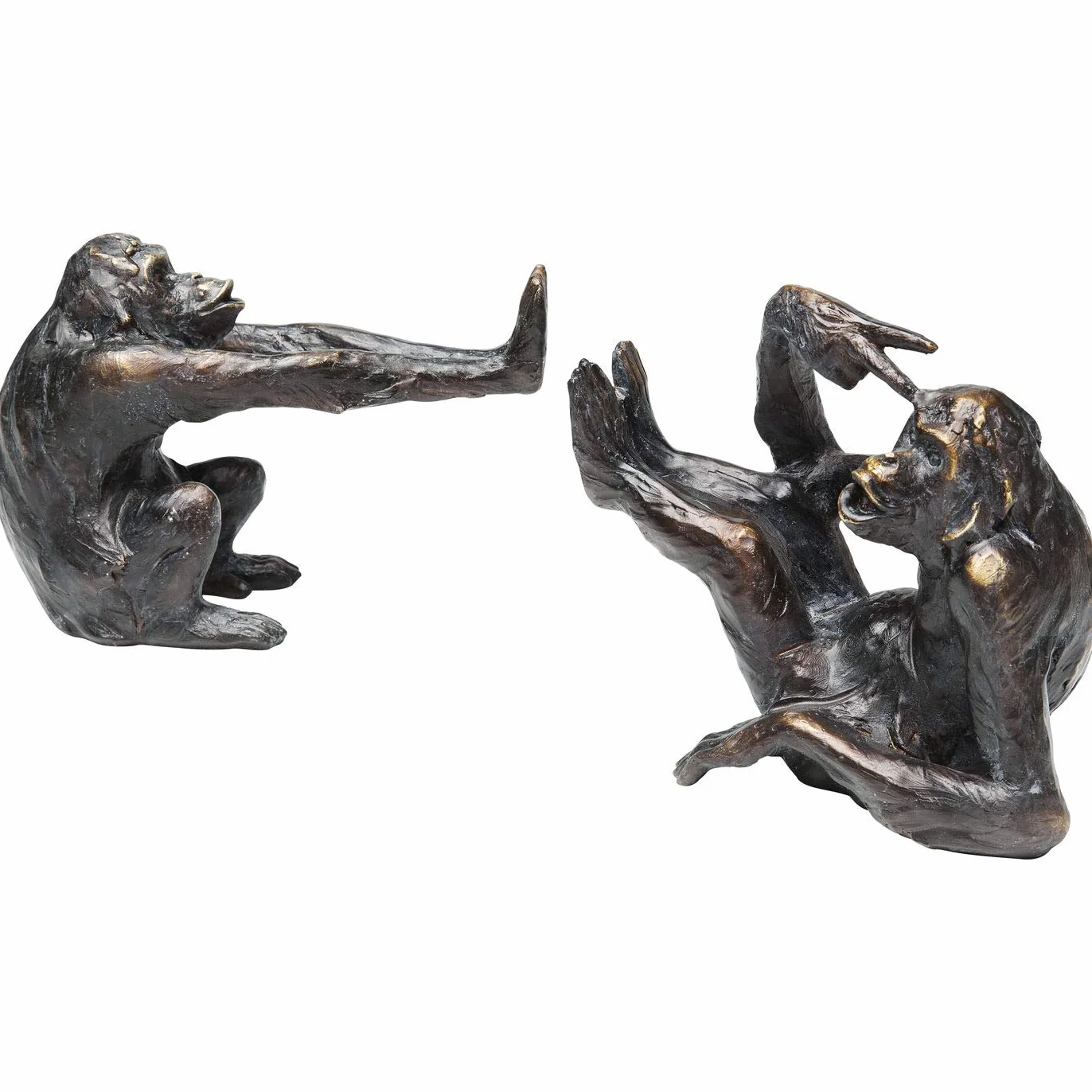 Kare Design Serre-Livres Monkey Noir Cuivré Lot de 2 17x20x10 cm