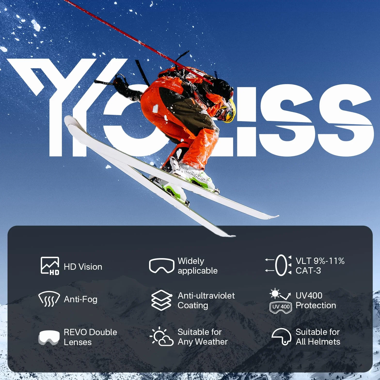 Masque de Ski OTG réglables, protection UV400, Lunettes de Snowboard pour ski snowboard