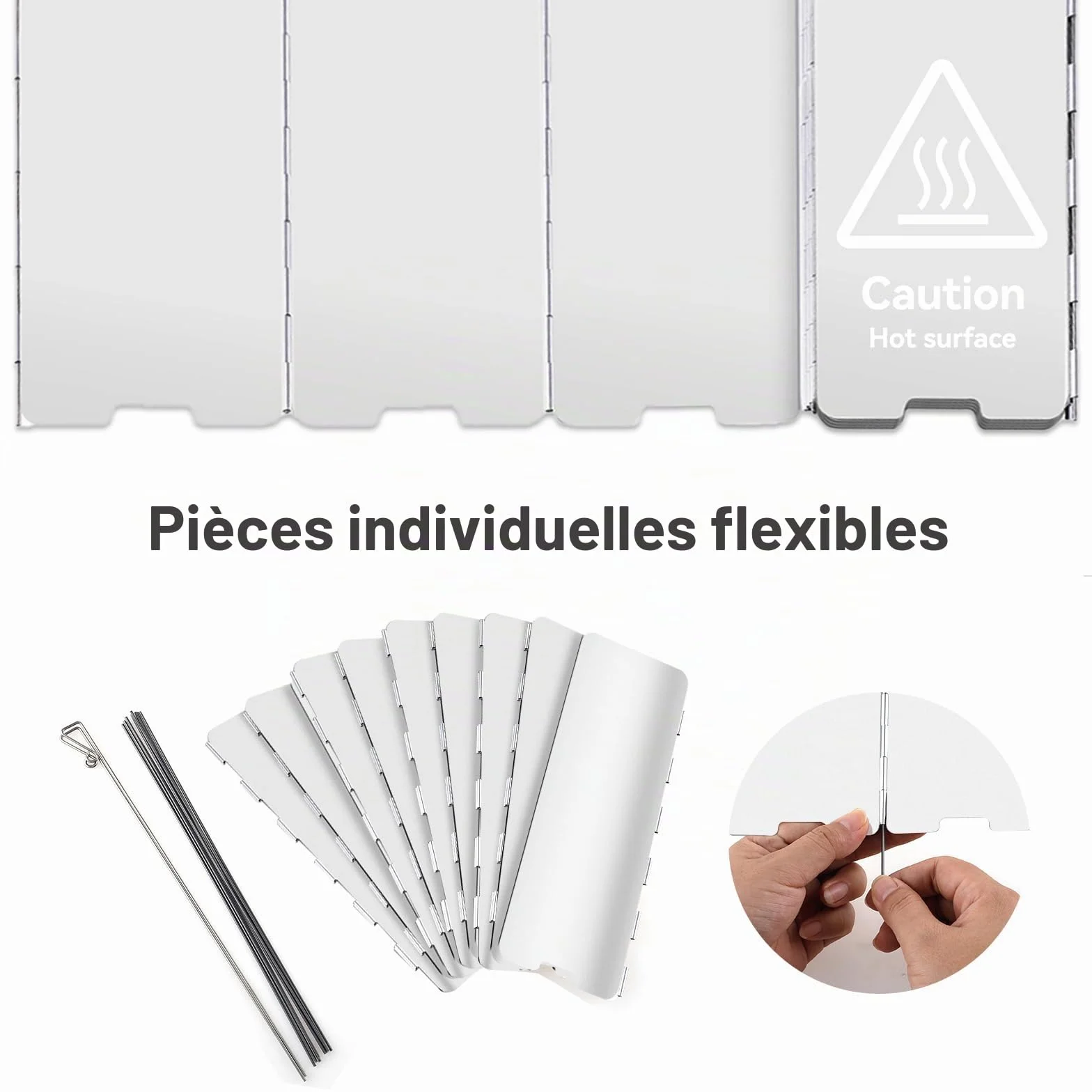 Réchaud à gaz de camping Pare-vent Accessoires de camping extérieur 10 plaques Pare-vent Réchaud à gaz de camping pliable Pare-vent Équipement de cuisine Équipement de camping Réchaud