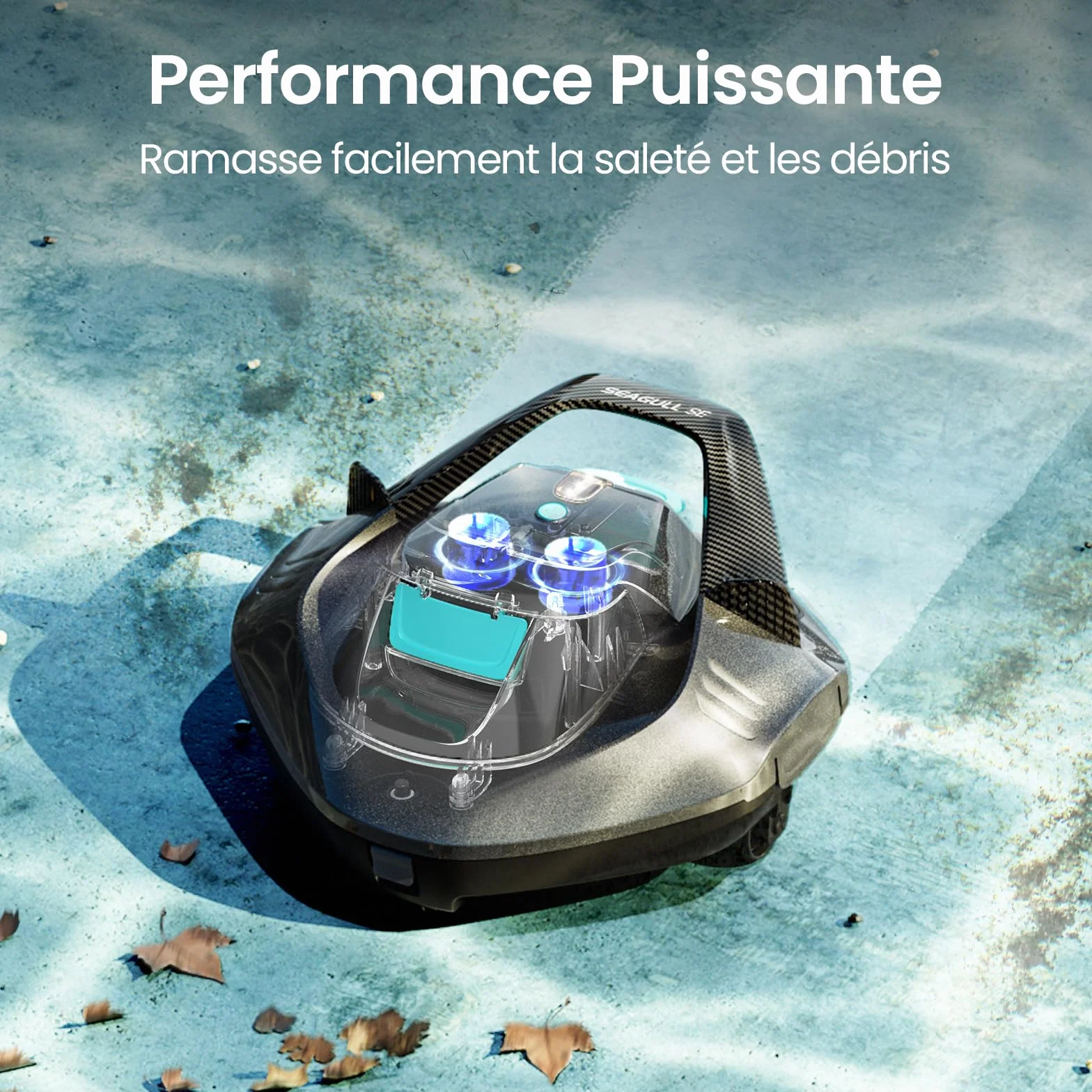 AIPER Robot Piscine sans Fil, Aspirateur pour Piscines jusqu'à 80 m², 90 Minutes Autonomie, Deux Moteurs