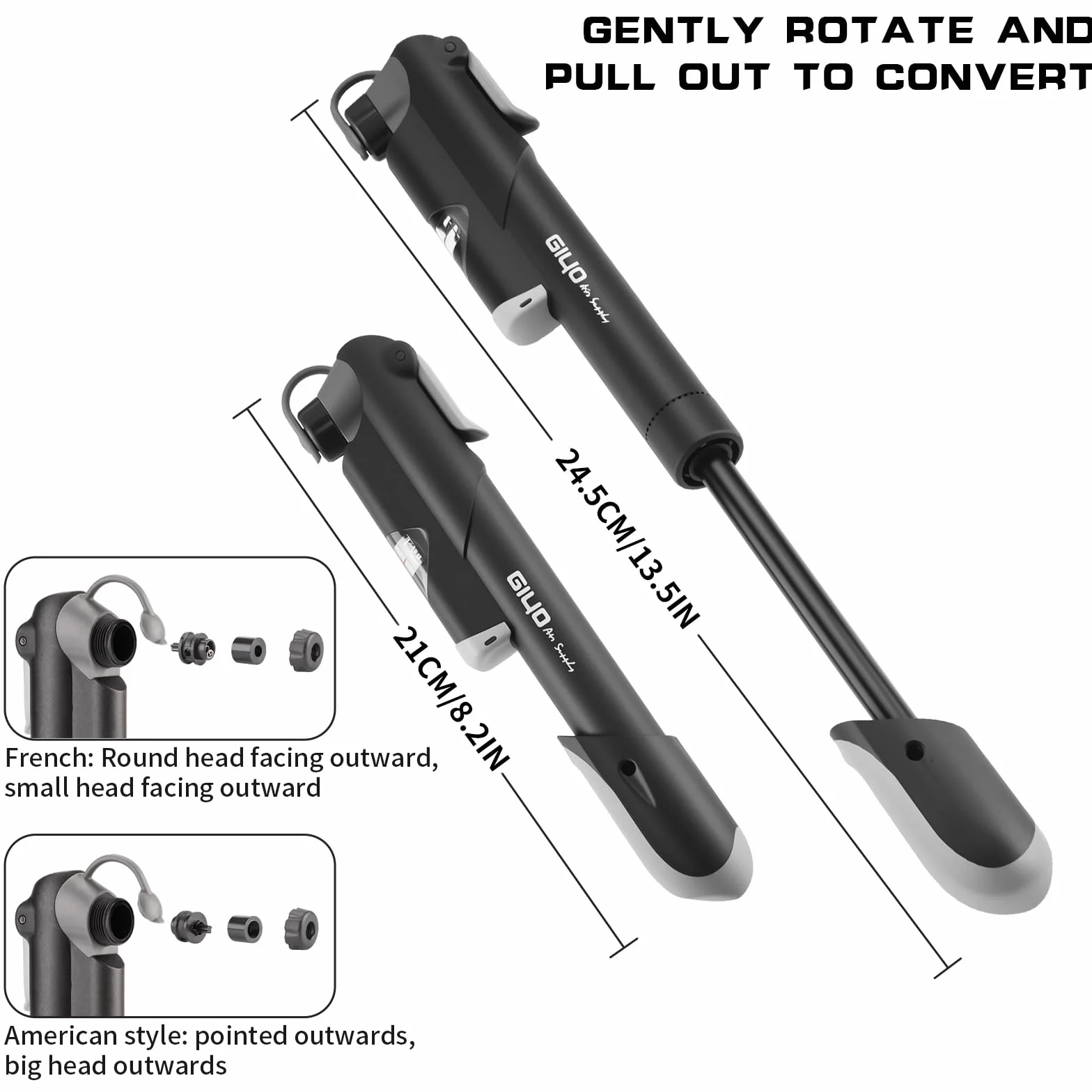 Pompe a Velo, Mini Pompe Ballon Haute Pression Main 100 PSI avec Support pour Vélo, Compatible avec Les Valves pour Vélo de Route, VTT, Ville et Électriques Portable Compacte Accessoire
