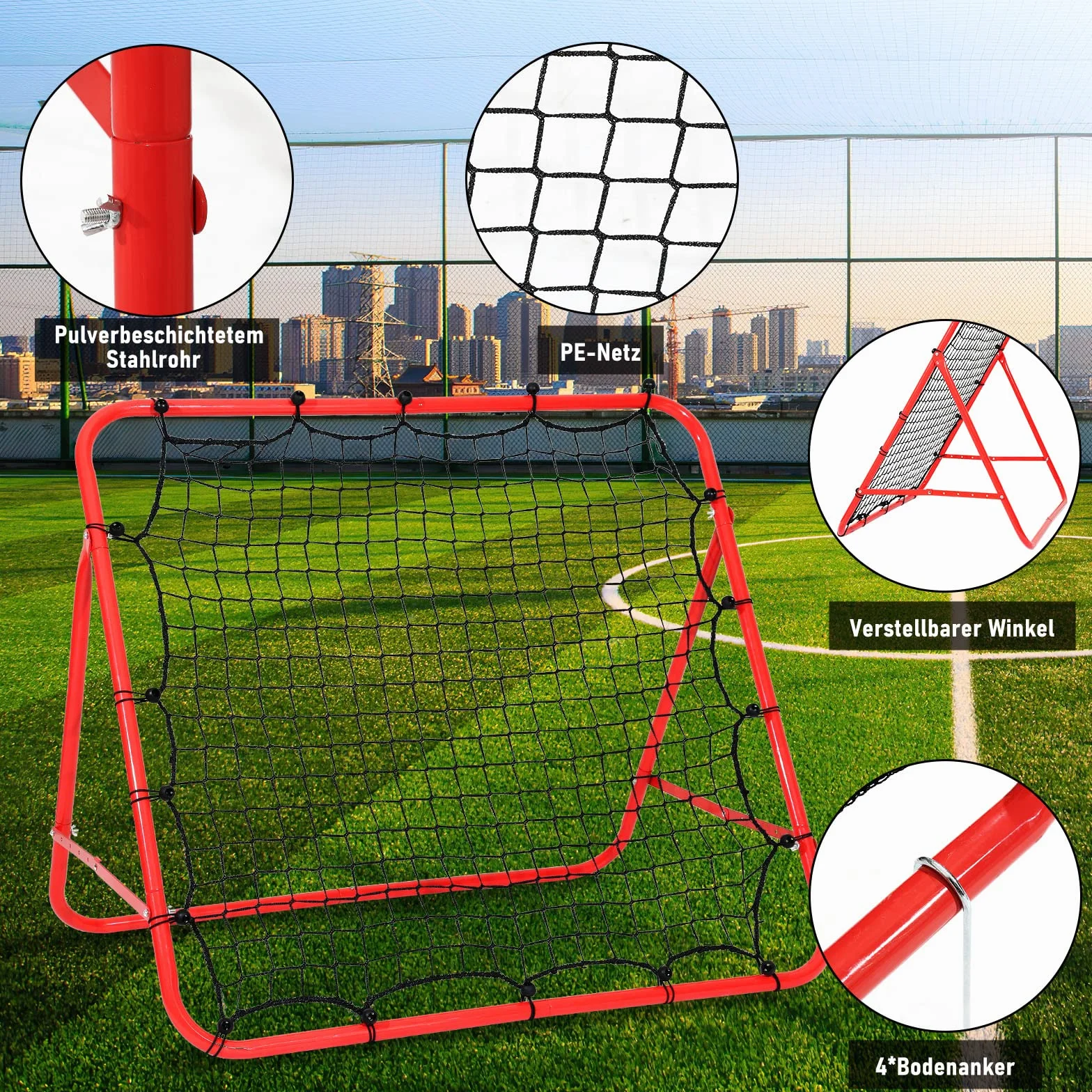 Jopassy Filet de rebond de football - Kickback pliable - Filet de rebond pour l'entraînement - Tube en métal/tissu PE - Pour basket-ball