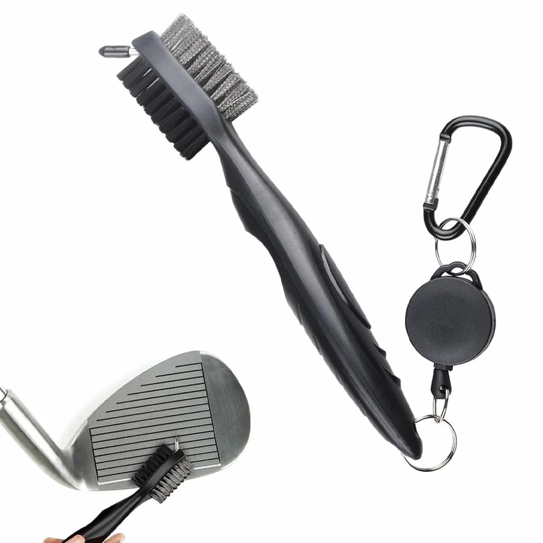 Brosse de Nettoyage pour Clubs de Golf Double Face avec Clip Mousqueton
