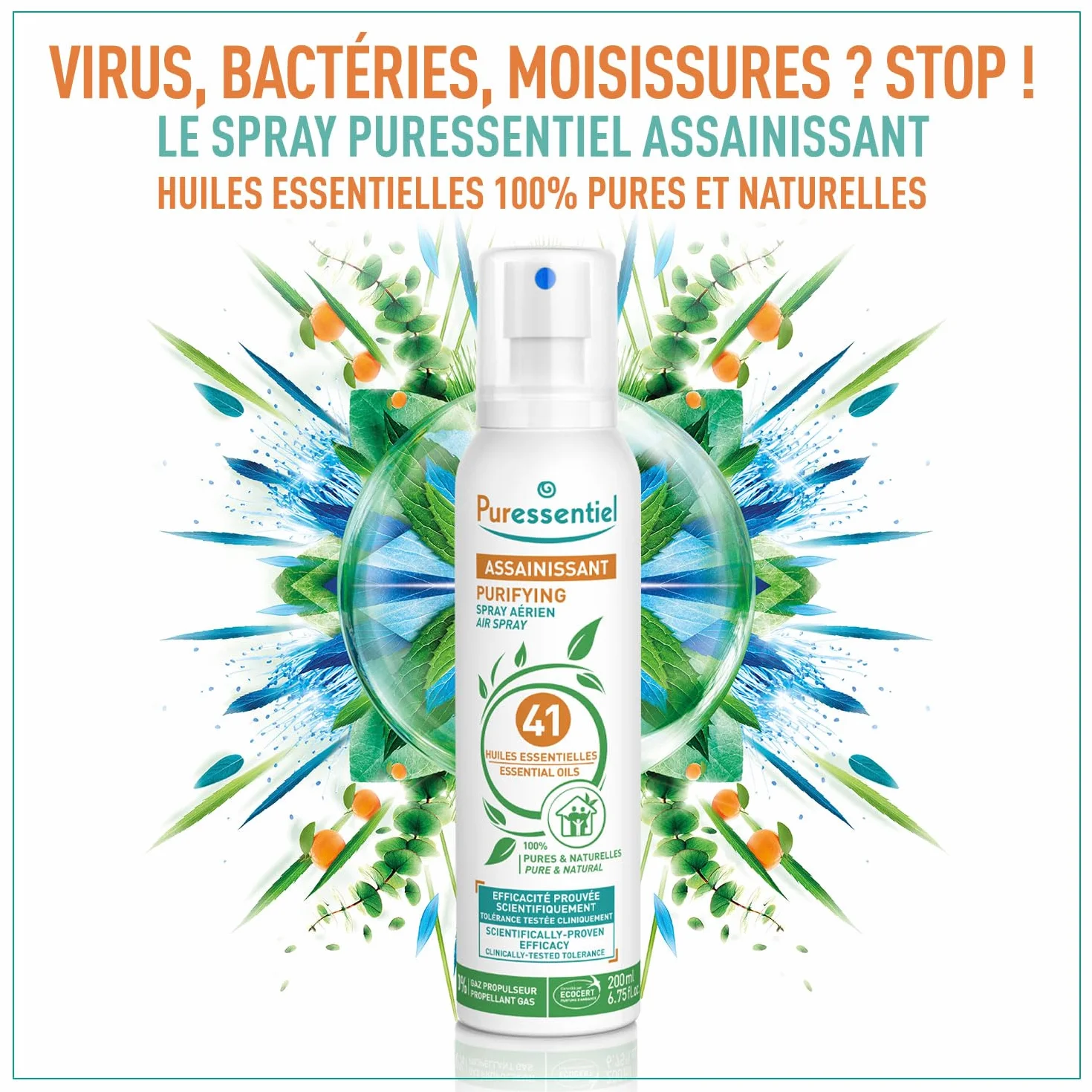Puressentiel Spray Aérien aux 41 Huiles Essentielles 100% Pures et Naturelles 200 ml