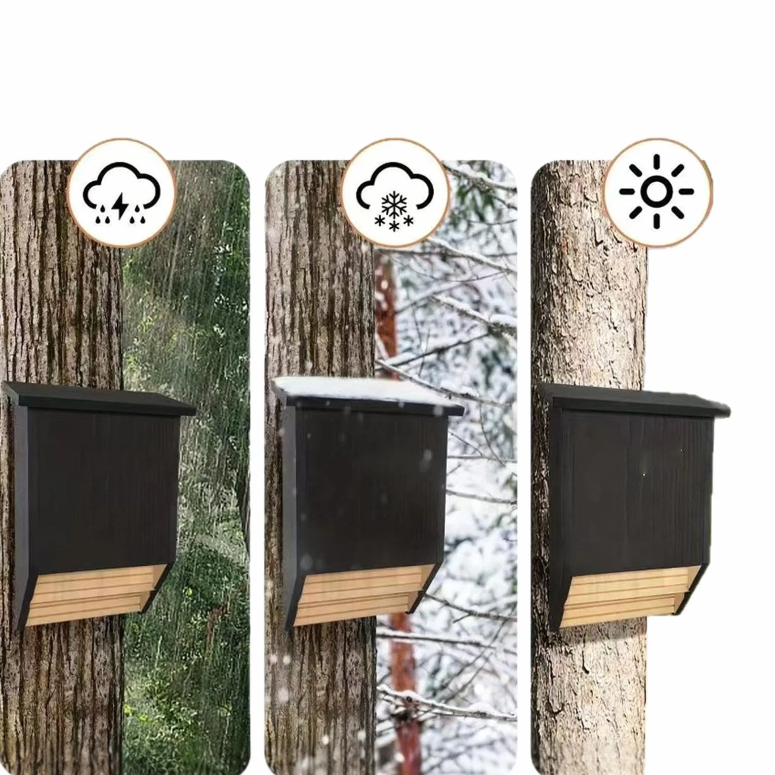 Chauve-Souris Boîte d'habitat en Bois pour Nidification Abri extérieur en cèdre résistant aux intempéries