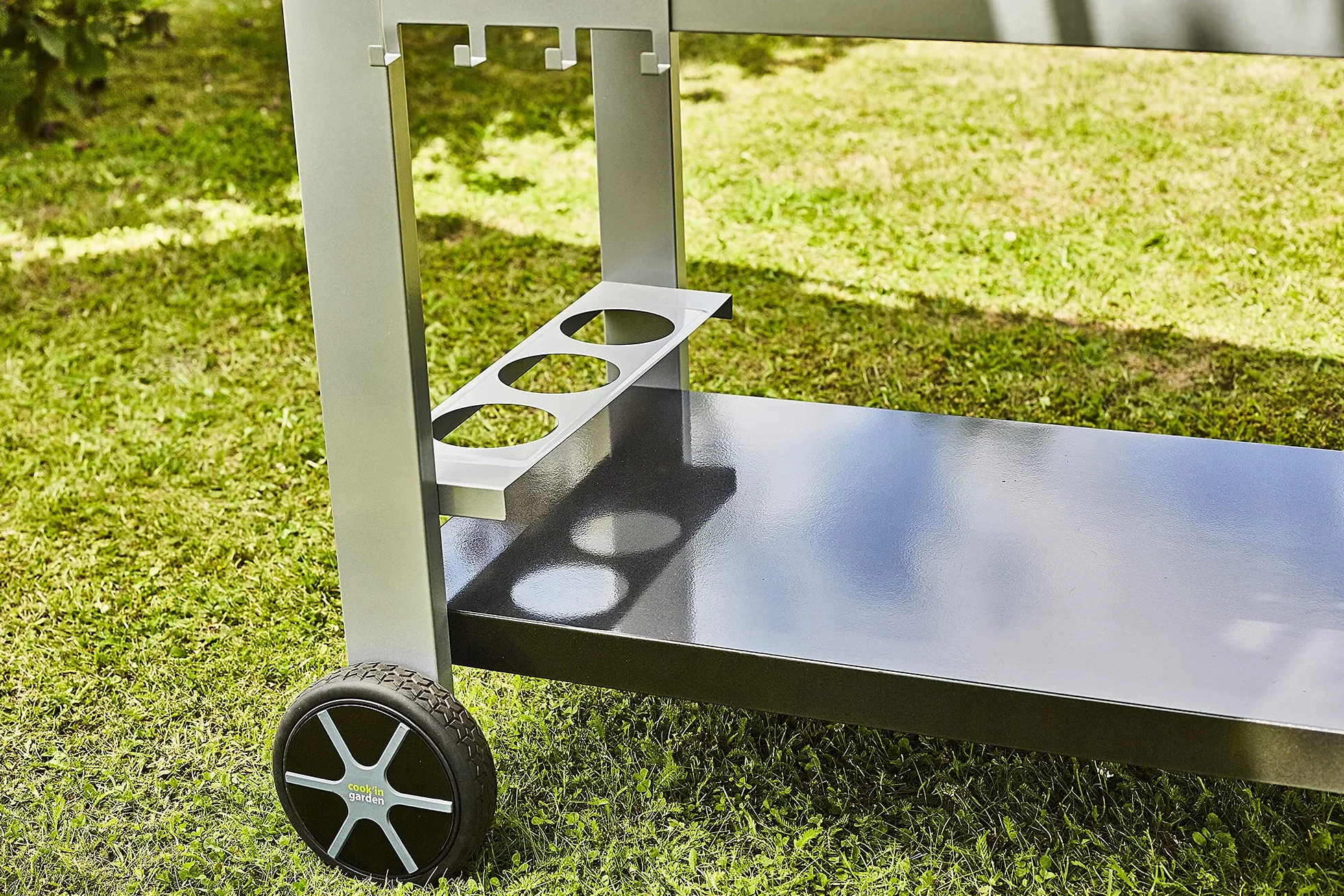 Cook’in Garden Desserte de Jardin Media M Chariot Plan de Travail Meuble Roulettes Cuisine Extérieure Barbecue Plancha