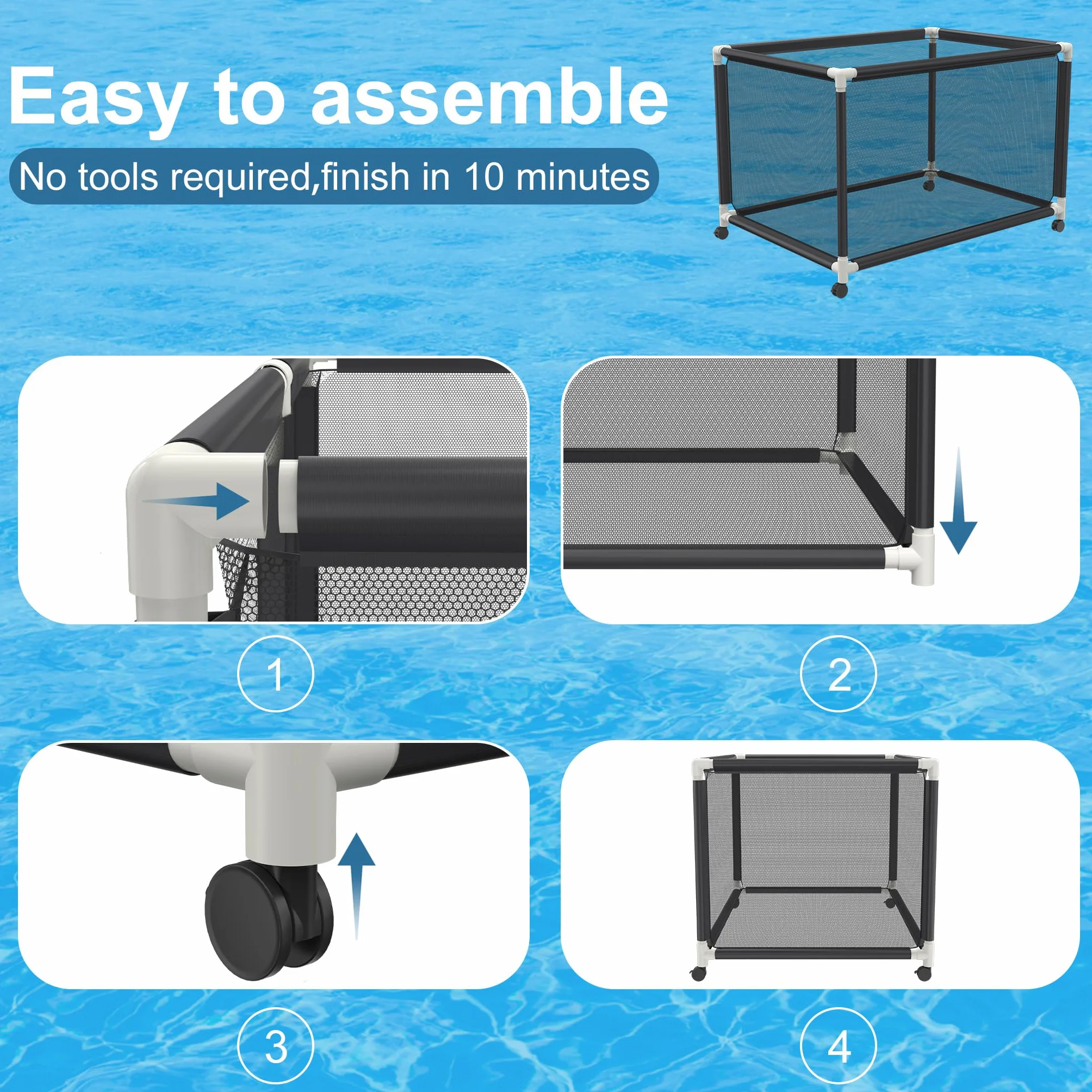 Aufun Boîte de rangement pour piscine organisateur filet jouets flotteurs serviettes