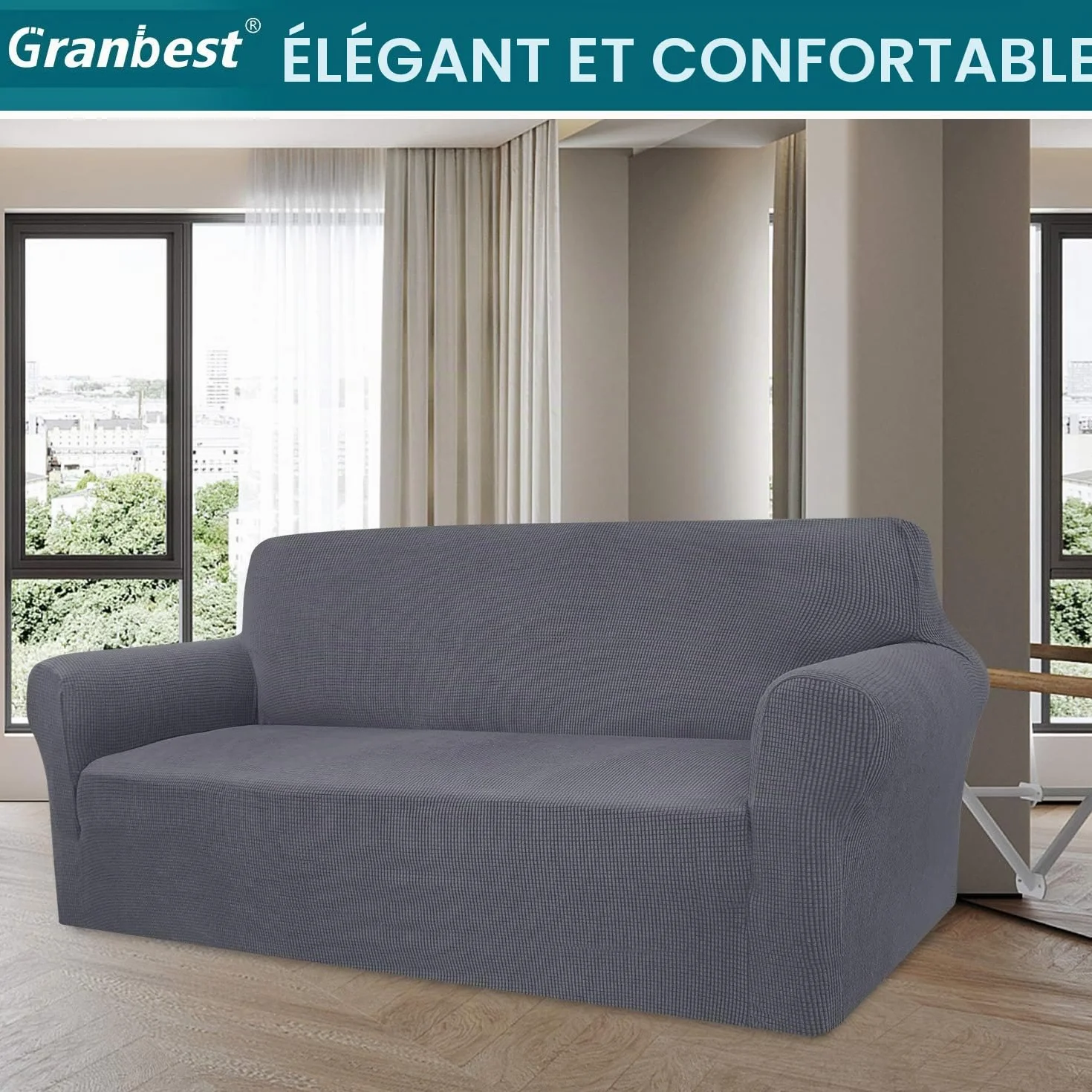 Granbest Housse de canapé Jacquard élastique Protection Animaux Salon