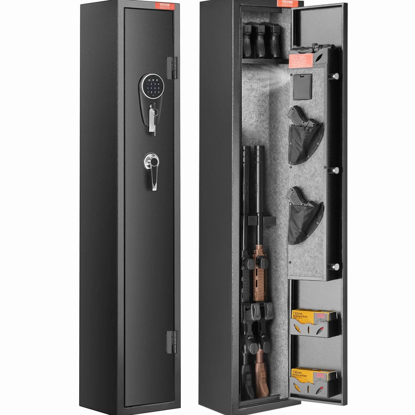 VEVOR Armoire à 2 Fusils, Coffre-fort pour Armes à Feu avec Serrure et Clavier Numérique, Rangement pour Armes à Feu à Accès Rapide avec Étagère Amovible, pour Fusils et Pistolets Domestiques