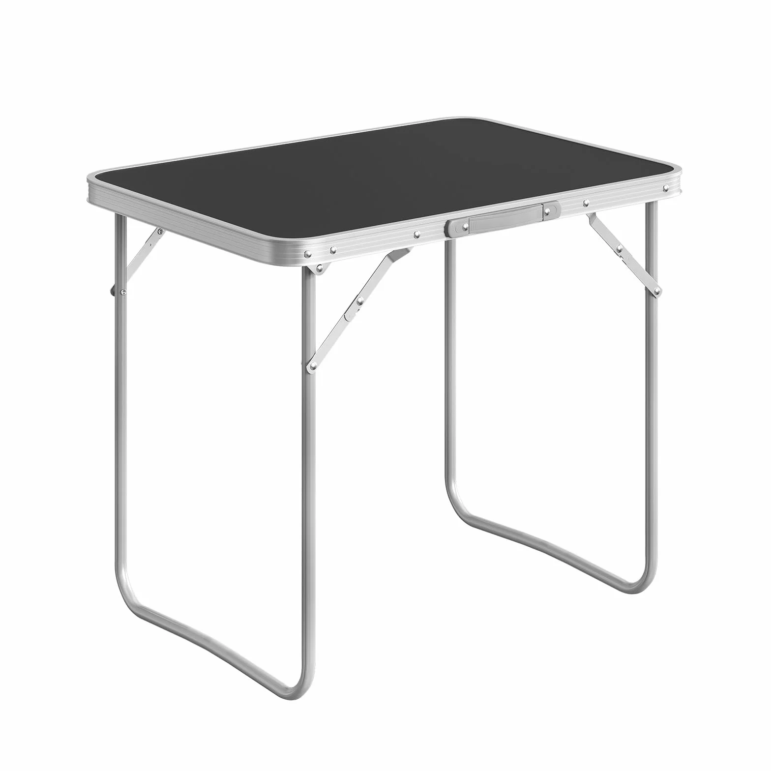 WOLTU Table de Camping Pliante Aluminium MDF 70x60x50 cm Noir
