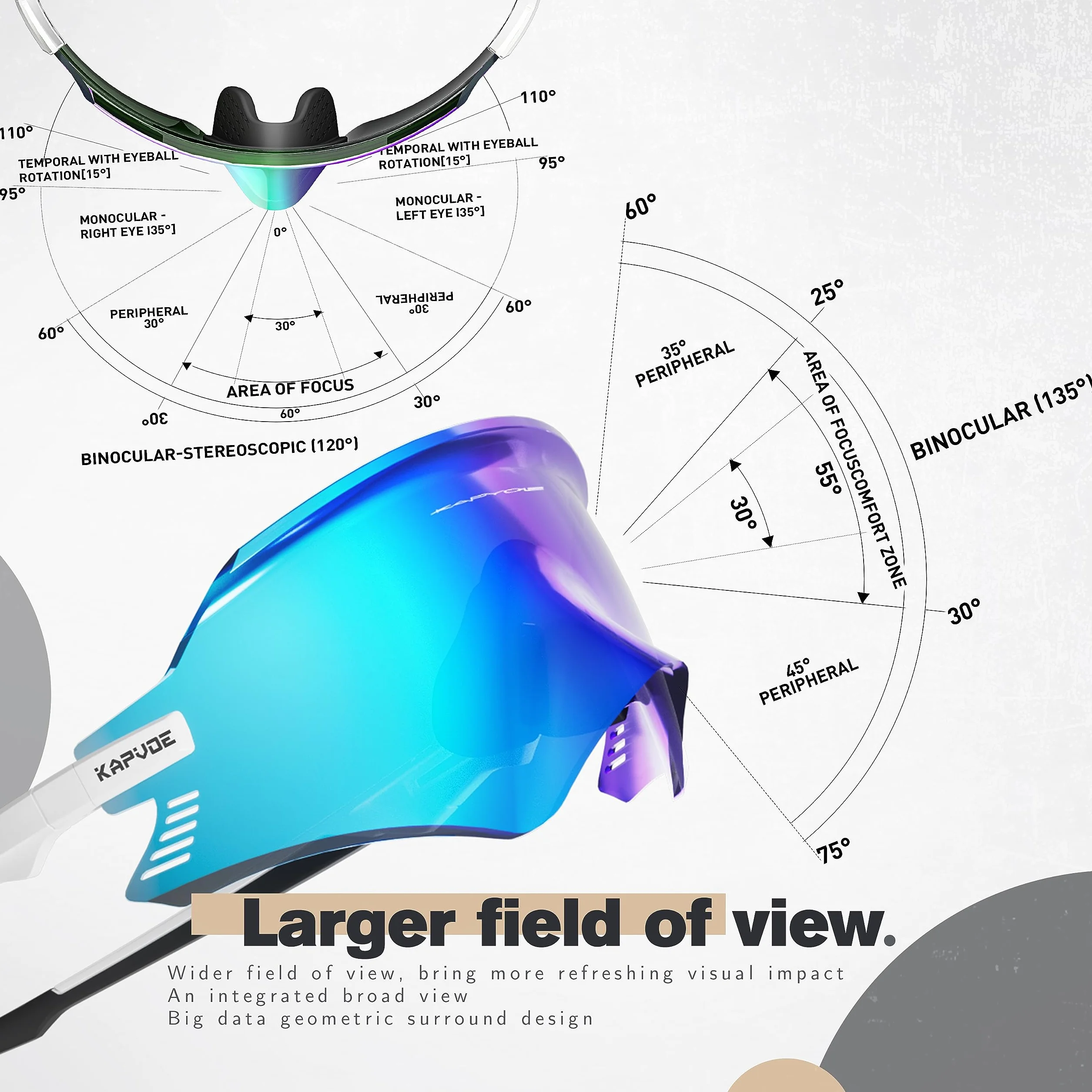 KAPVOE Lunettes de vélo VTT Sports Lunettes de soleil Vélo Moto BMX Hommes Femmes K2