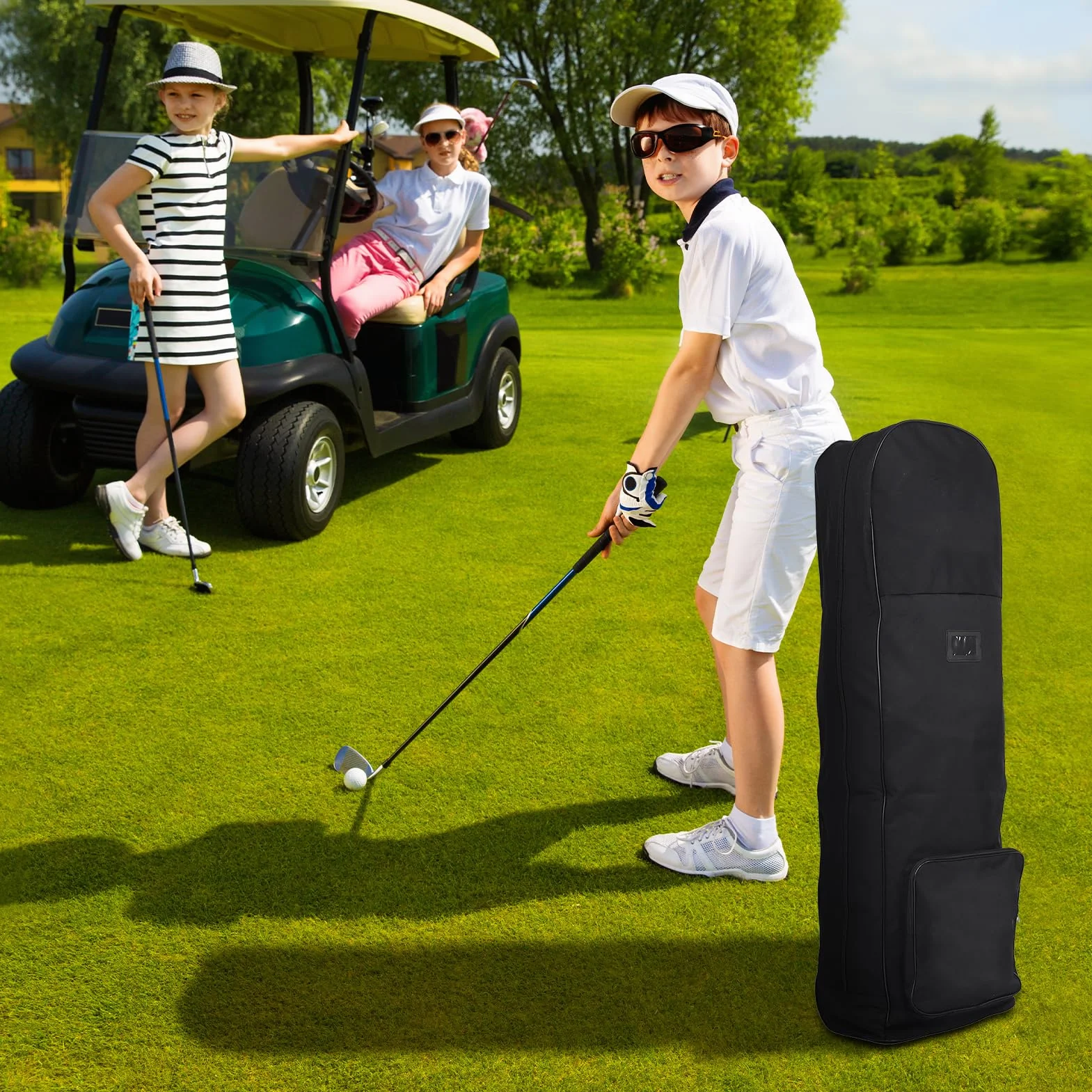 Sac de Voyage de Golf Pliable avec Roulettes - Pochette de Rangement pour Amateur de Golf