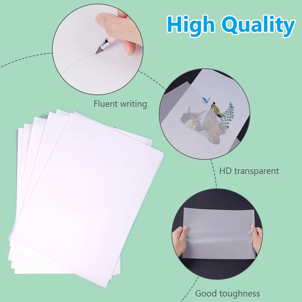 Papier Calque A4 210x297mm 53g/m² Transparent Imprimable pour Patron Couture Dessin Scrapbooking