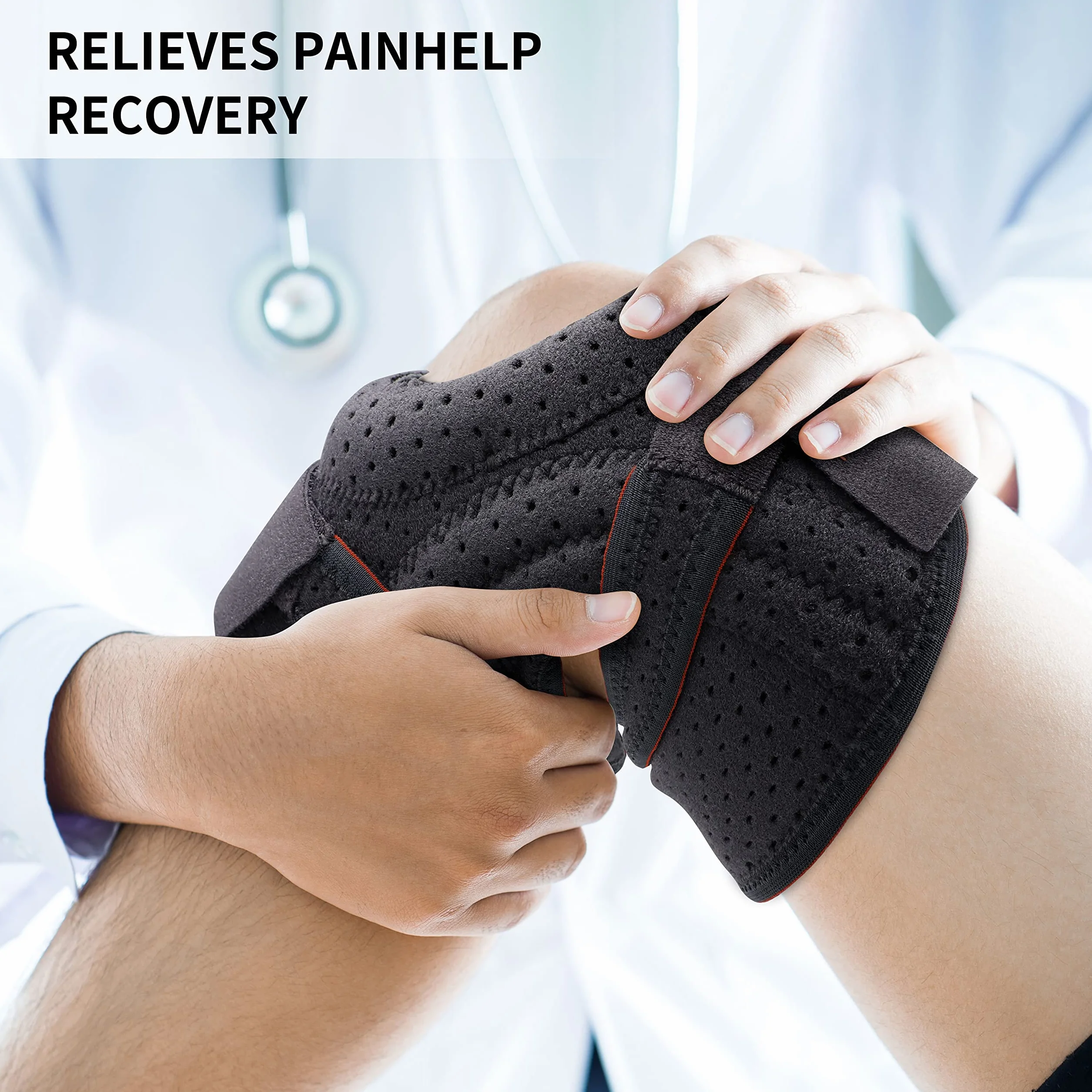 PROIRON Genouillère Sport Genouillère Régable, Genouillère Rotulienne et Ligamentaire avec Stabilisateur à ressort flexible Genouillères pour la Rotule,Noir