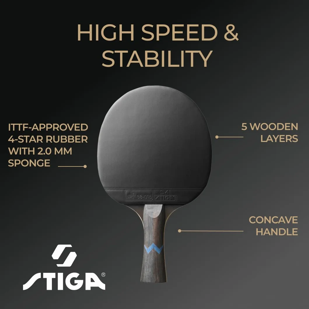 Stiga Royal 4-Star Table Tennis Ping Pong Bat, Black/Red
