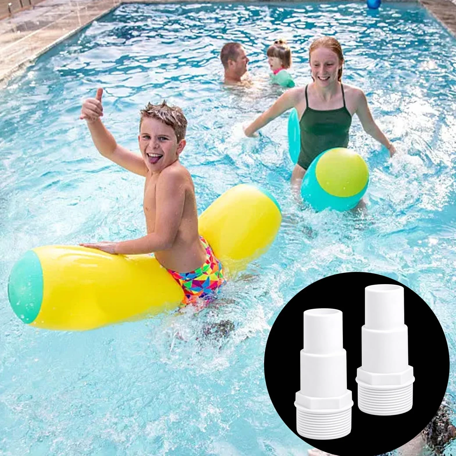 Raccords de tuyau pour piscine 32/38 mm 1,5" Blanc Lot de 2