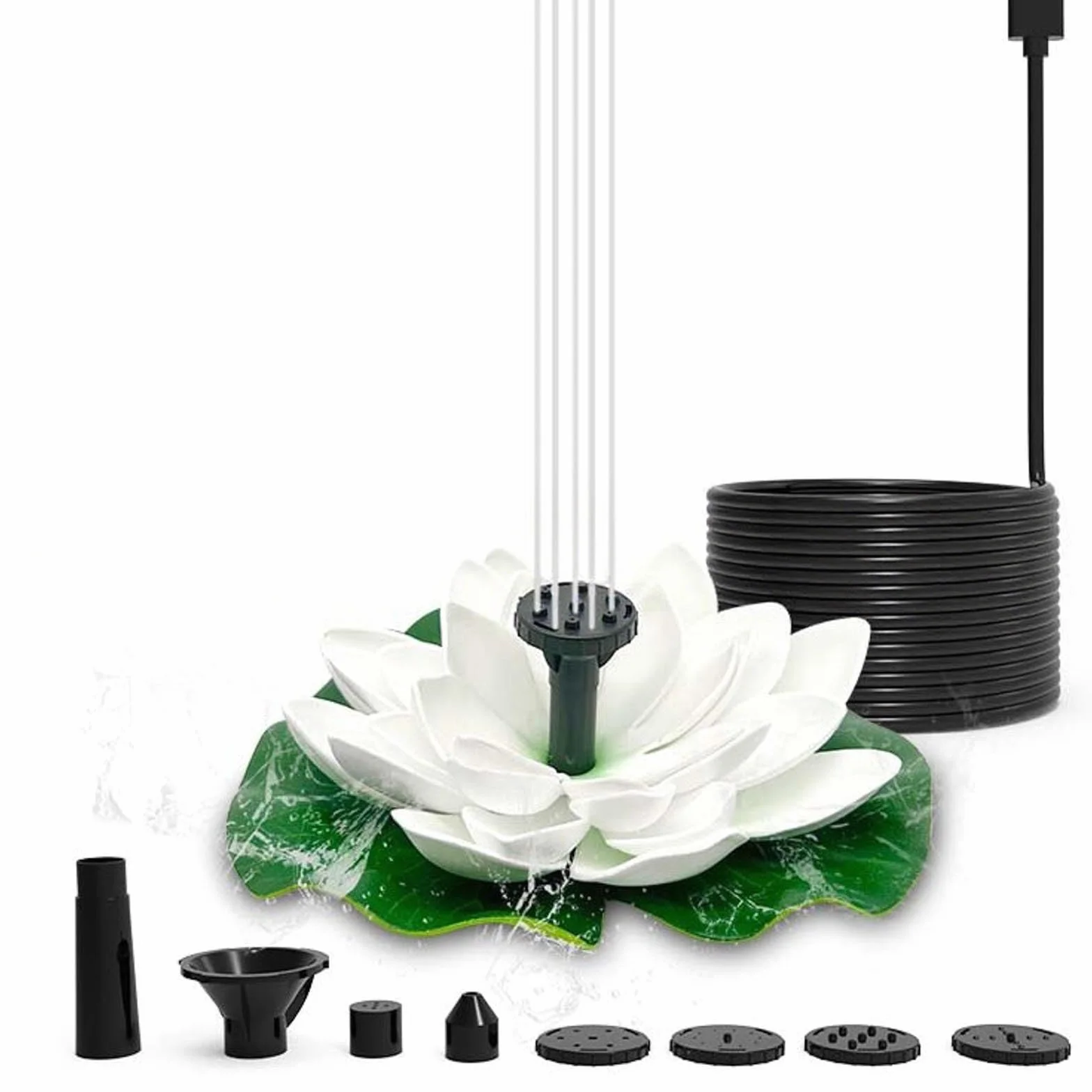 Fontaine Solaire Flottante Lotus Pompe pour Bassin Décoration Extérieure Blanc