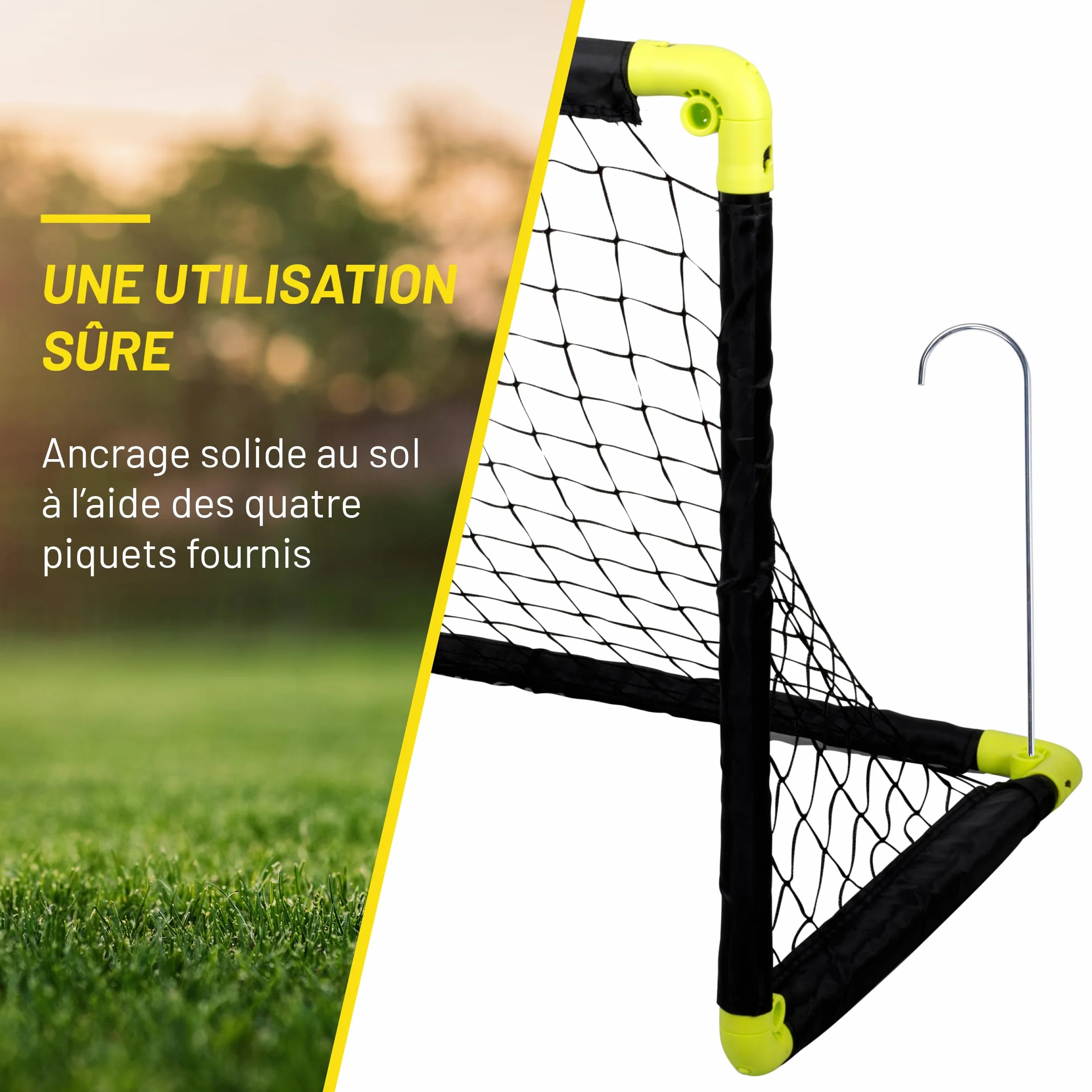 Dunlop Cage de Foot - But de Foot Enfant - Mini But Pliable et Montage Rapide - Kit Entrainement Football pour Enfants et Adultes - Cage Foot Exterieur et Interieur - Noir/Jaune