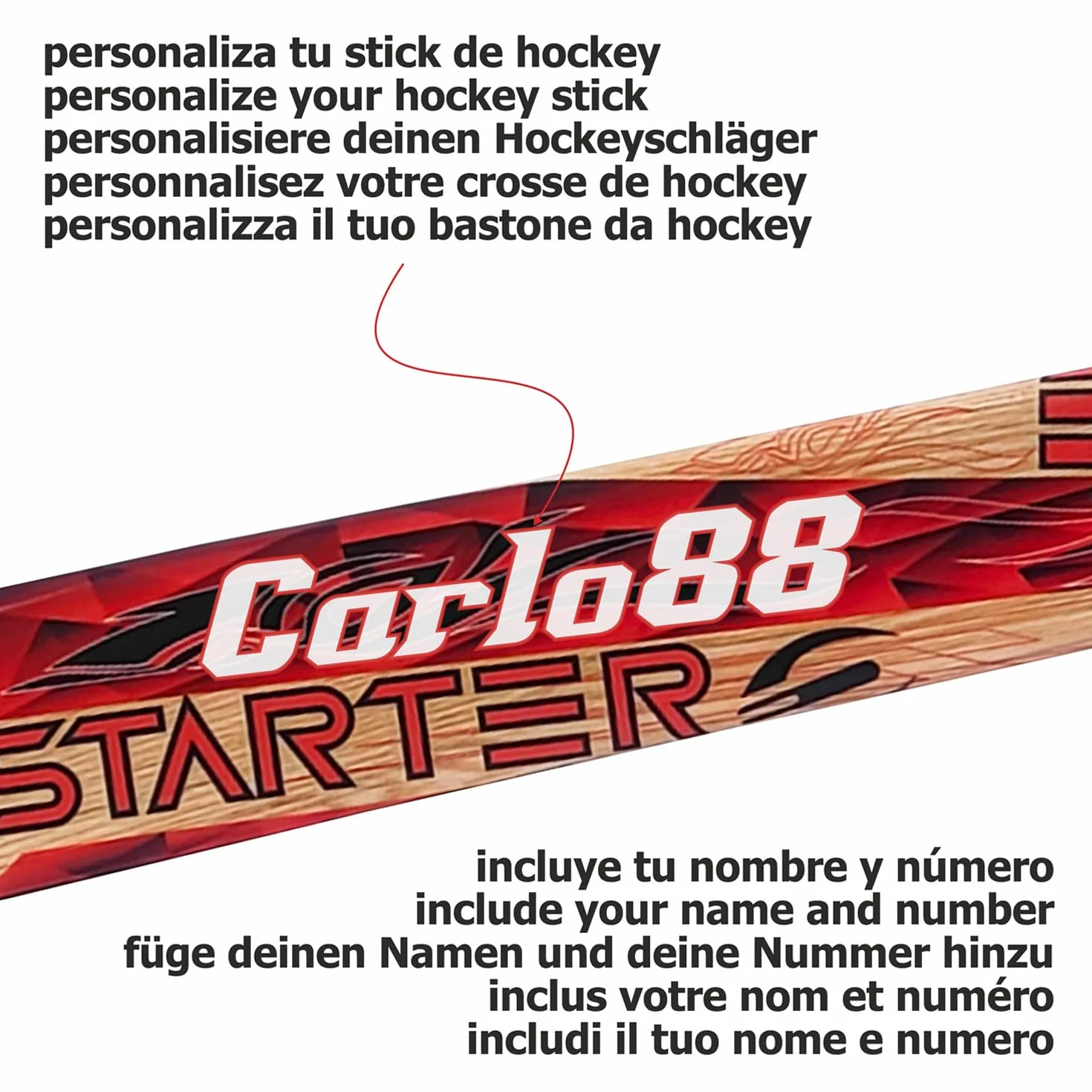 Crosse de Rink Hockey Fury Starter Taille Standard Personnalisable