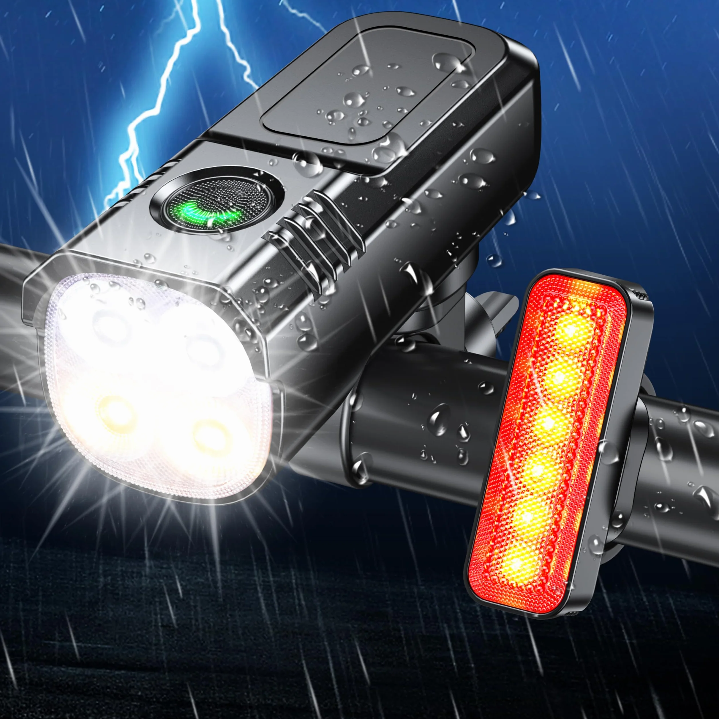 Babacom Lumiere Velo Avant et Arriere [Spot & Faisceau d'Inondation], [8+6 Modes d'Éclairage] Lampe Vélo LED Puissante Étanche, USB Rechargeable, Eclairage Vélo pour Cyclysme VTT, Alliage d'Aluminium