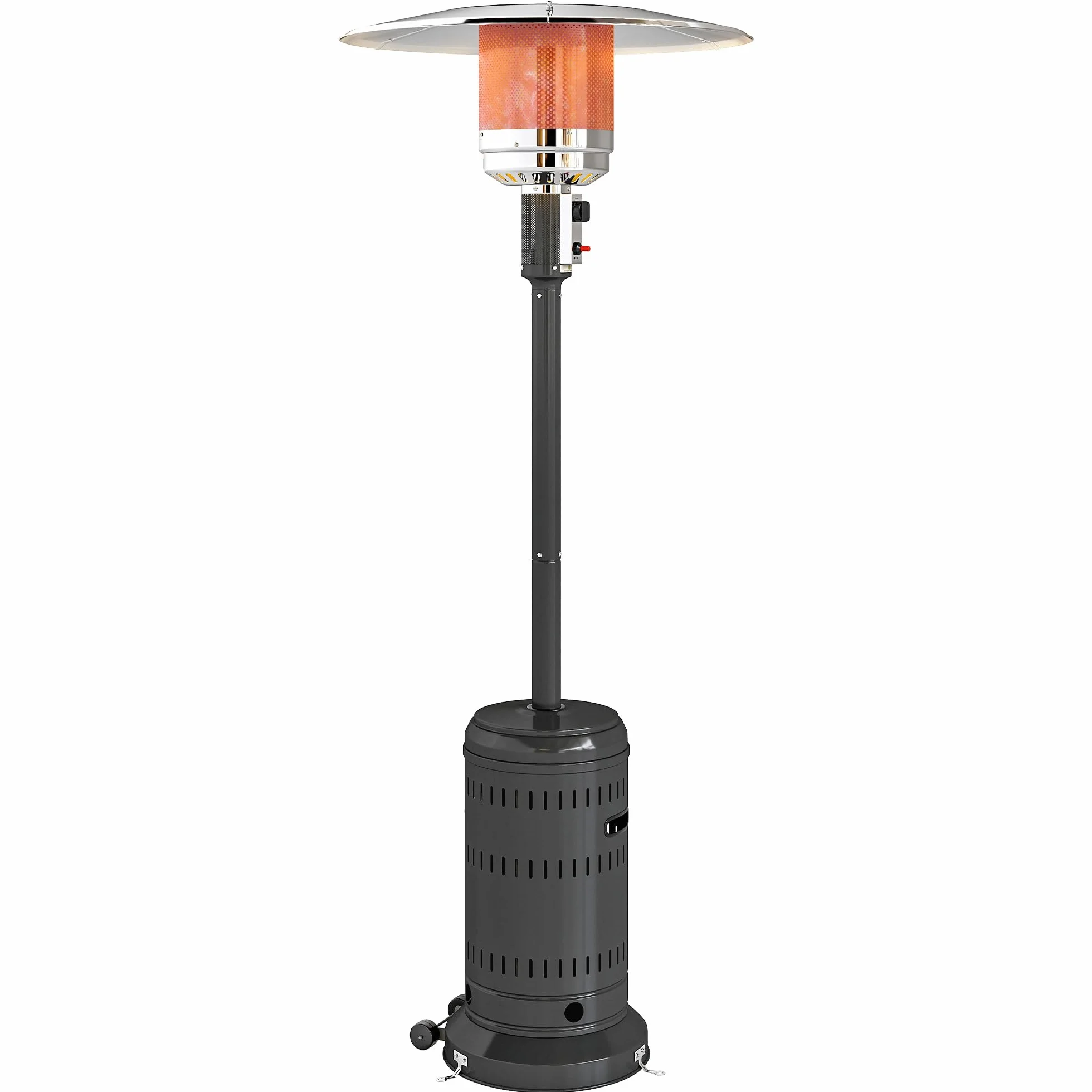 Outsunny Parasol Chauffant Gaz Portable 11 KW avec Protection Anti-Basculement, Noir