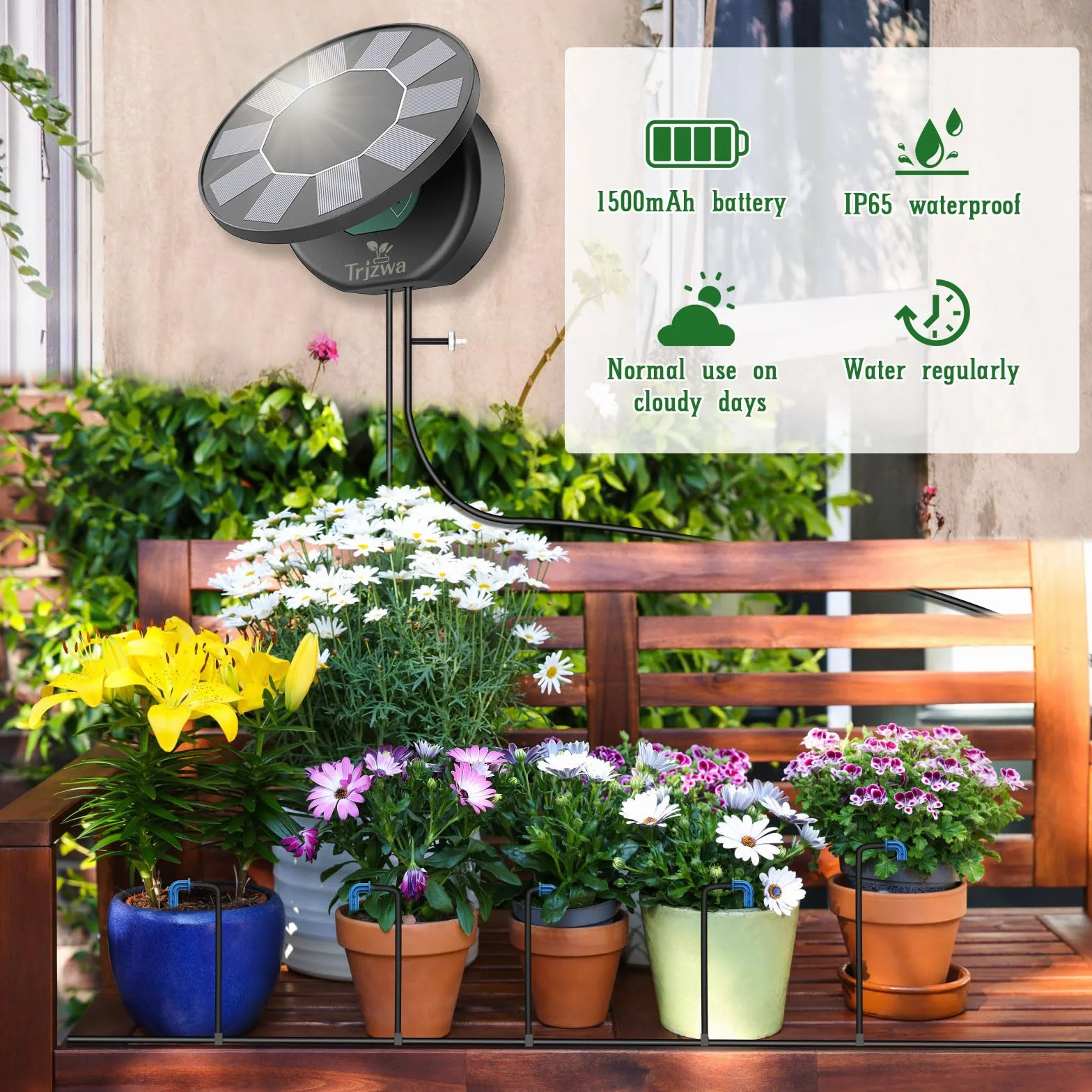 Kit Arrosage Goutte à Goutte Énergie Solaire 10M Tuyau Arrosage Automatique avec Programmateur pour Jardin Plante