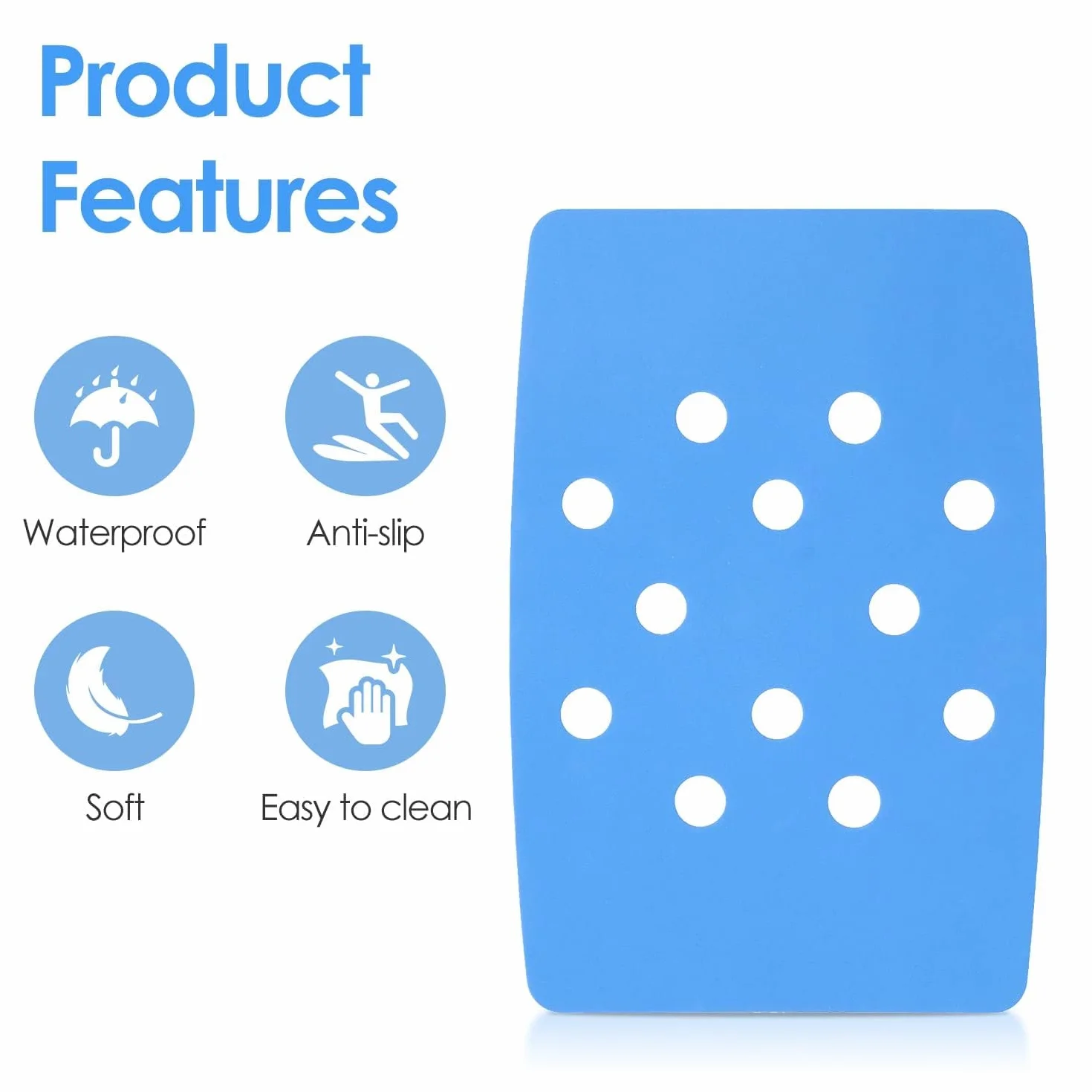 Coussin de Chaise de Douche Imperméable Antidérapant avec Trous d'Évacuation Tapis de Siège de Bain en Mousse