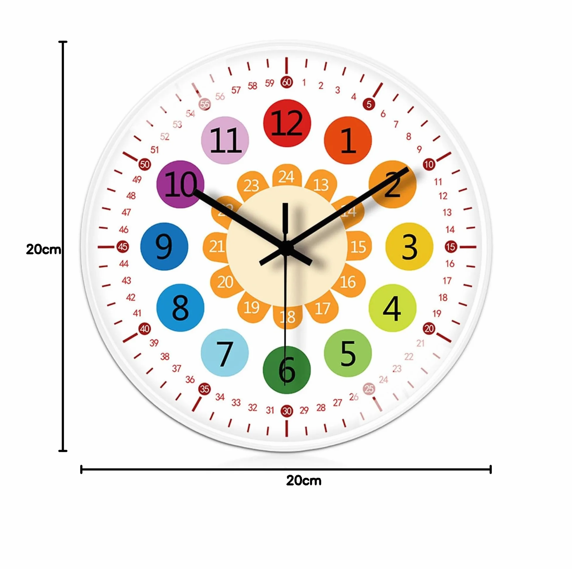 Horloge murale pour enfants sans tic-tac 20 cm apprentissage filles garçons chambre