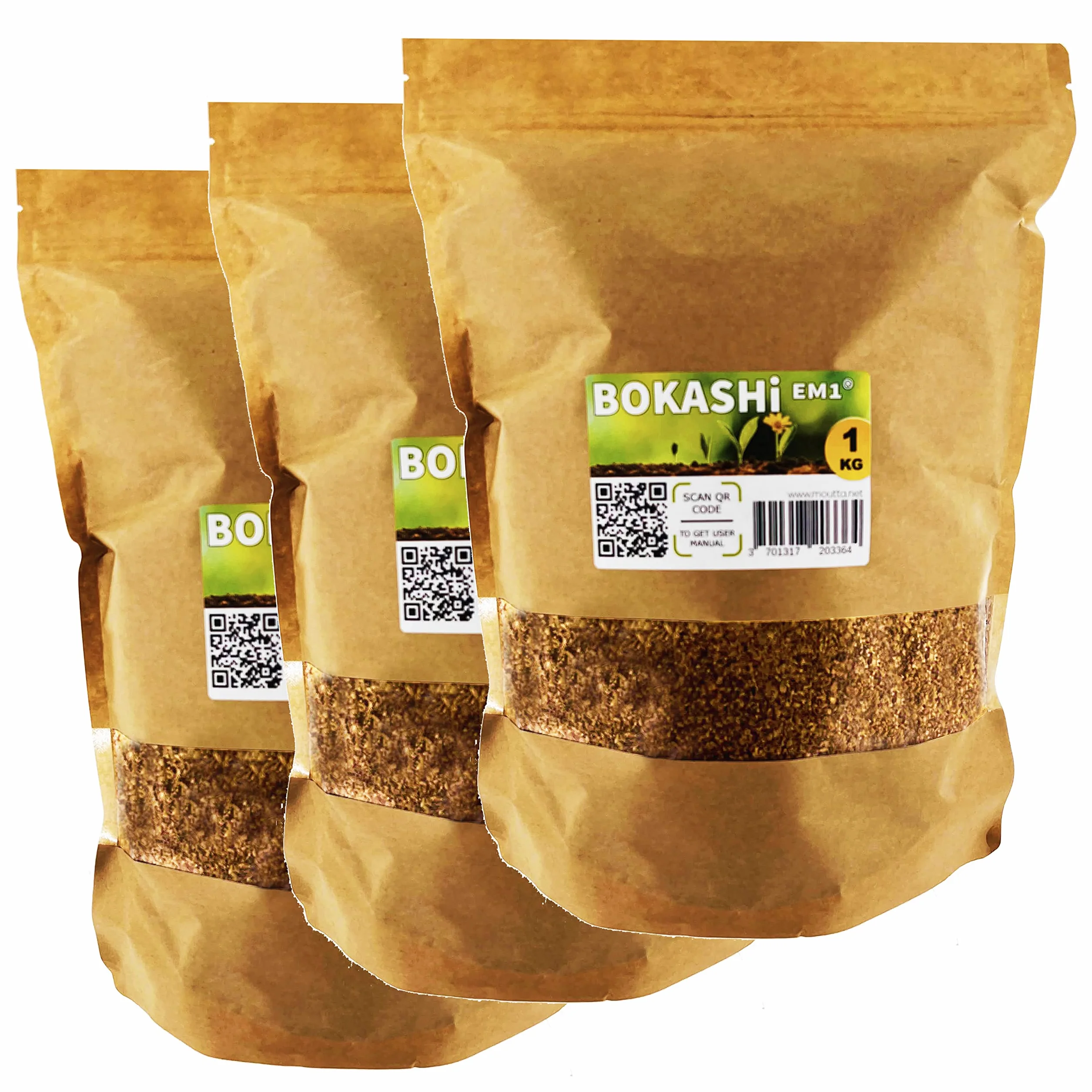 Lot de 3 sacs de 1 kg pour Bokashi & Composteur, accélérateur EM-1® haute fermentation biologique