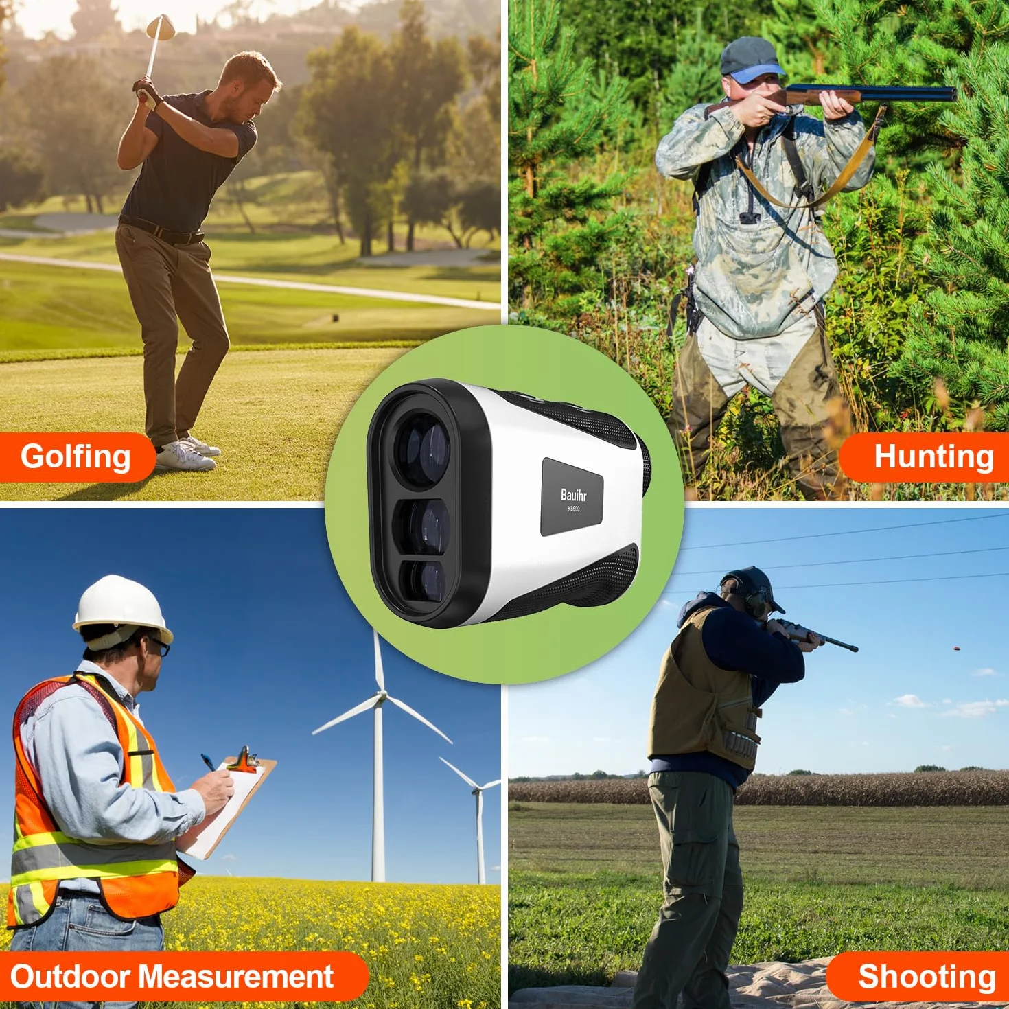 Bauihr Télémètre Golf 656Yards Laser avec Slope Compensation 6X Grossissement Vibration de Verrouillage Rechargeable USB